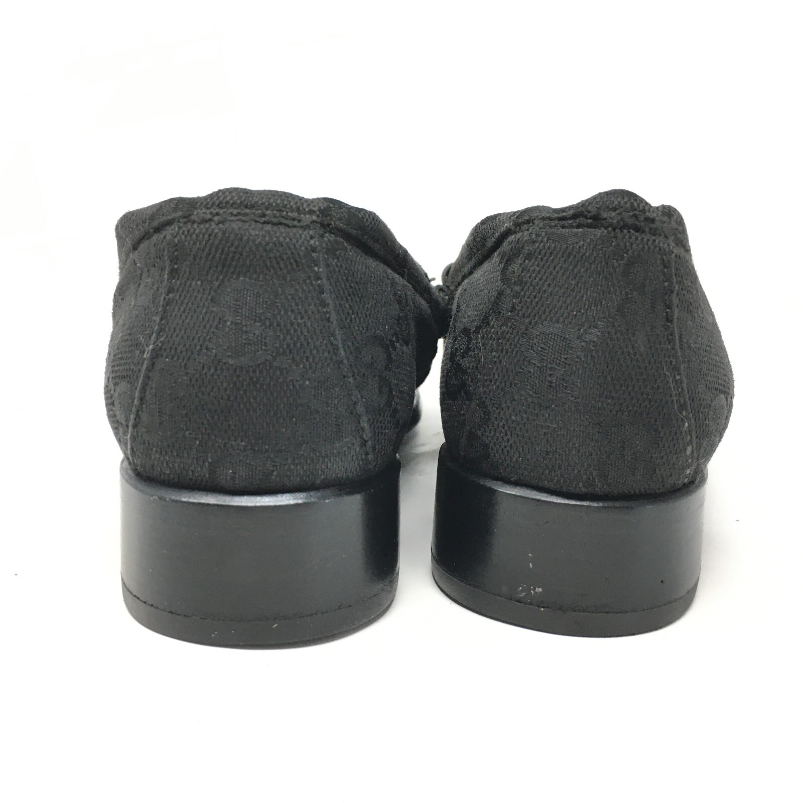 Gucci GG Monogram Horsebit Loafers Shoes Womens Size 6.5 Black Fabric Slip On