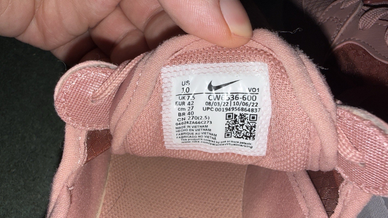 Size 10 – Nike Court Vision Alta TXT Rust Pink