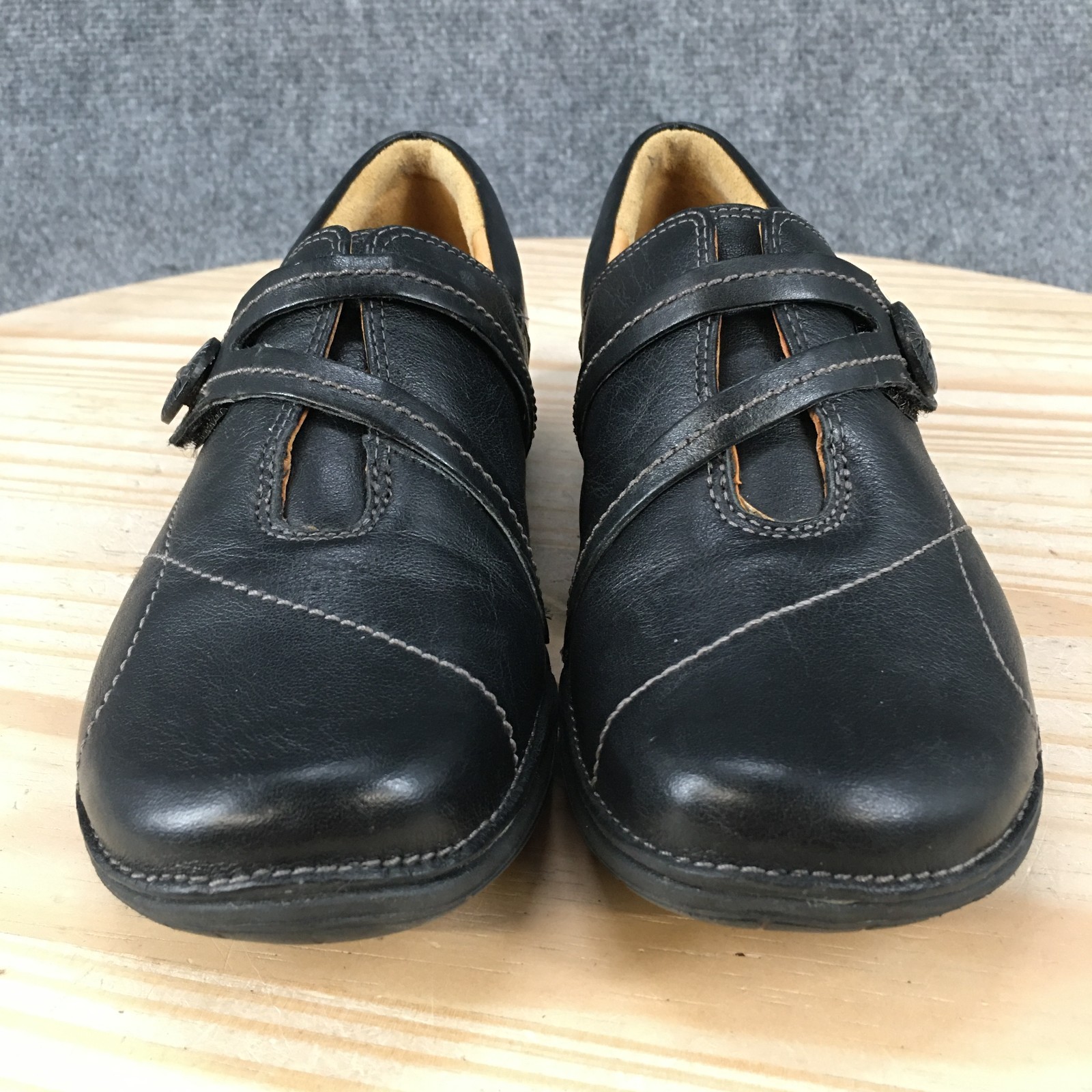 Clarks Un Loop Shoes Womens 5 Slip On Casual Comfort Low Top Flats Leather Black