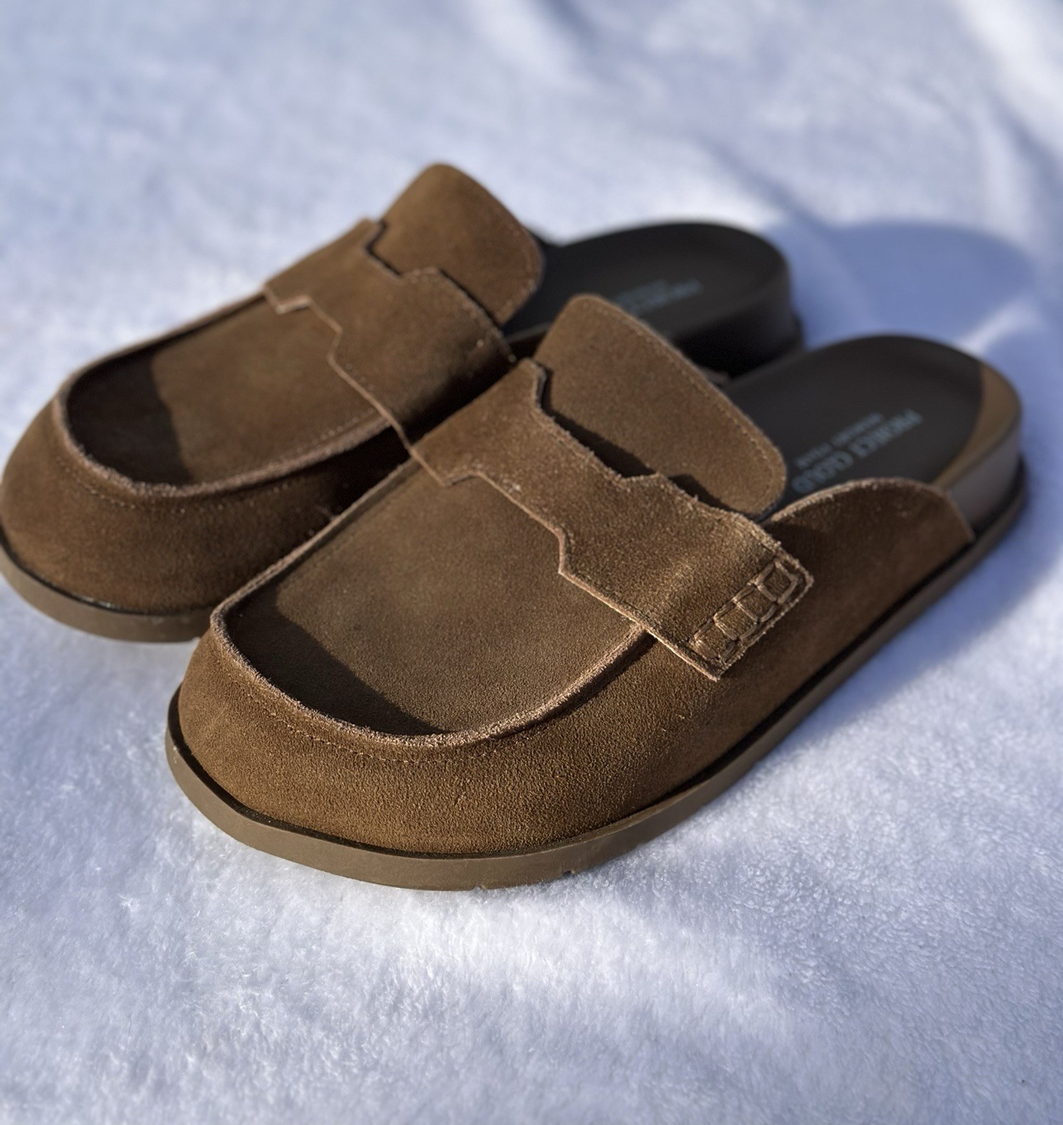 Project Cloud 100% Genuine Leather Womens Clogs Memory Foam Mule Sz 7.5 Tan