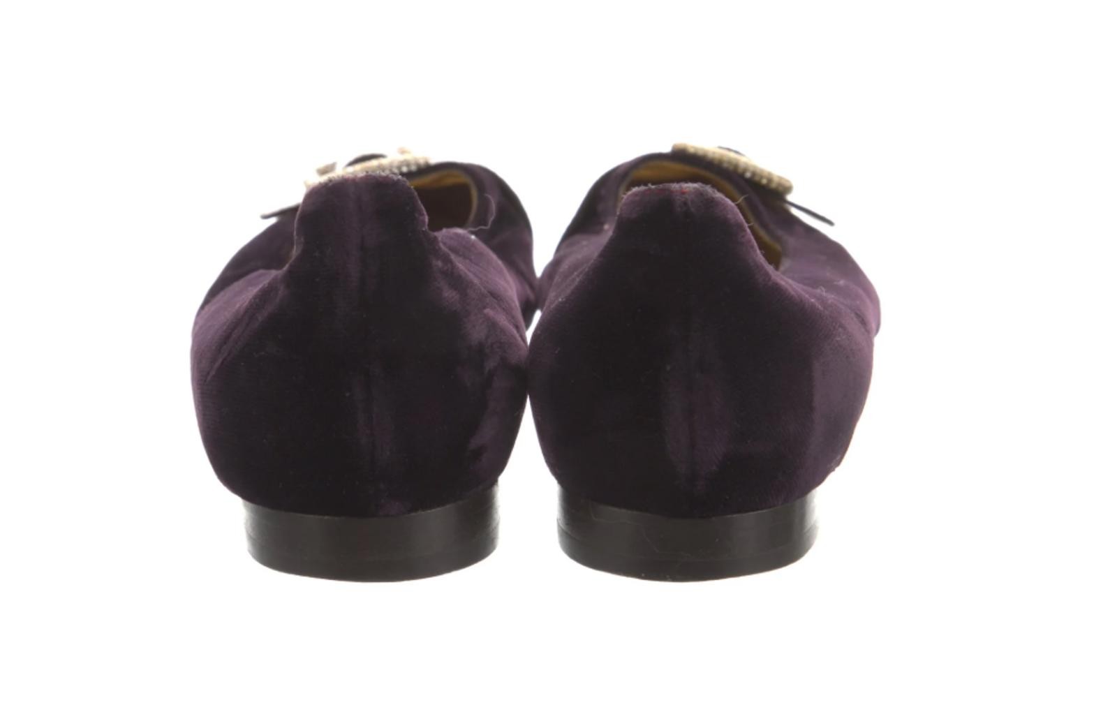 Dolce & Gabbana Purple Velvet Flats, Sz IT 37.5 US 6.5