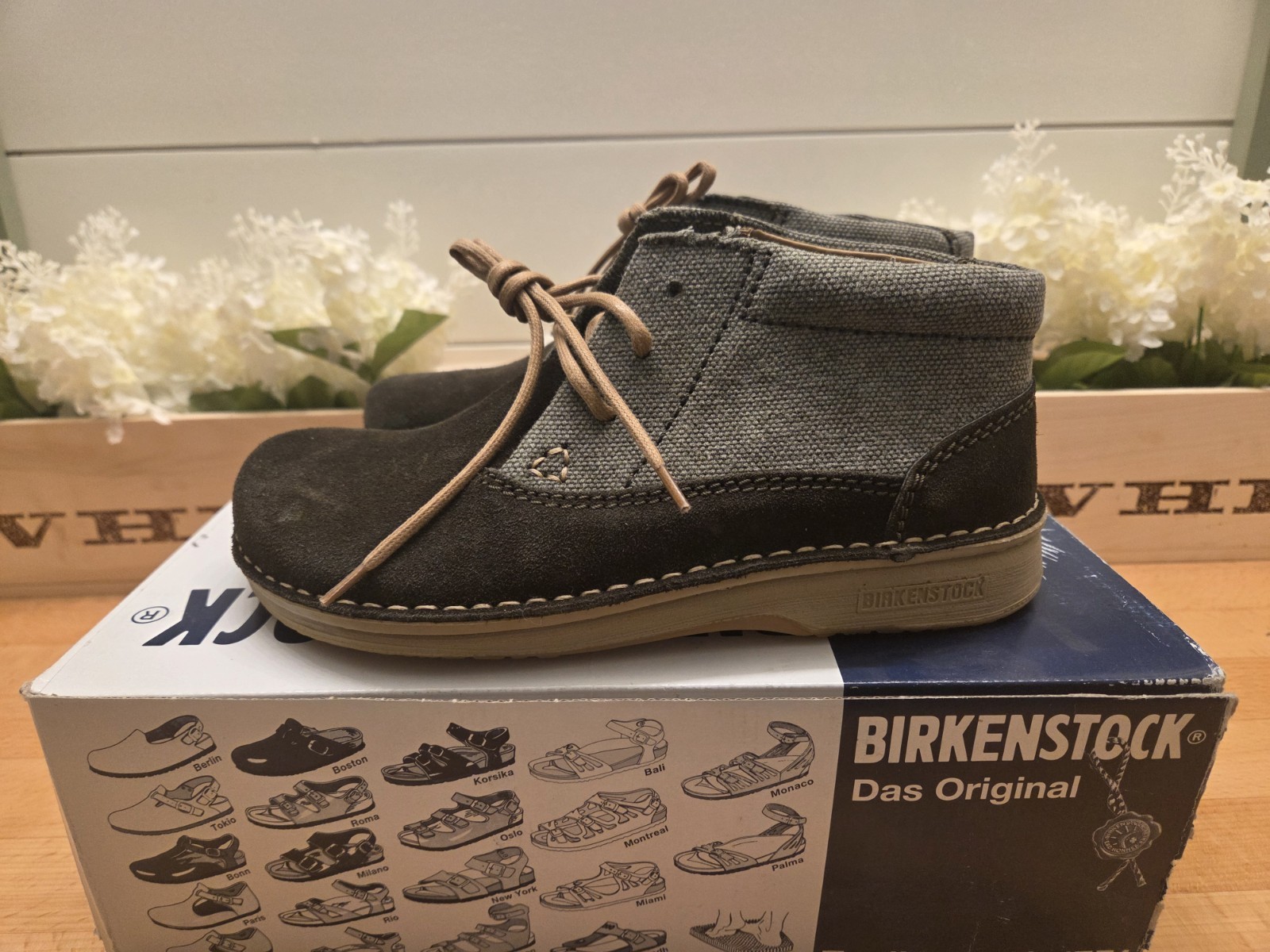 Birkenstock Memphis High Lace Up Shoes Boots Dark Green Suede/ Textile Size 36