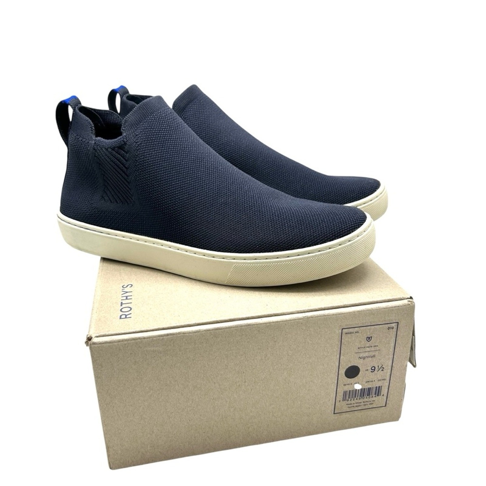 Rothy’s The Chelsea Nightfall Navy Size 9.5 Knit High Top Sneakers Sustainable