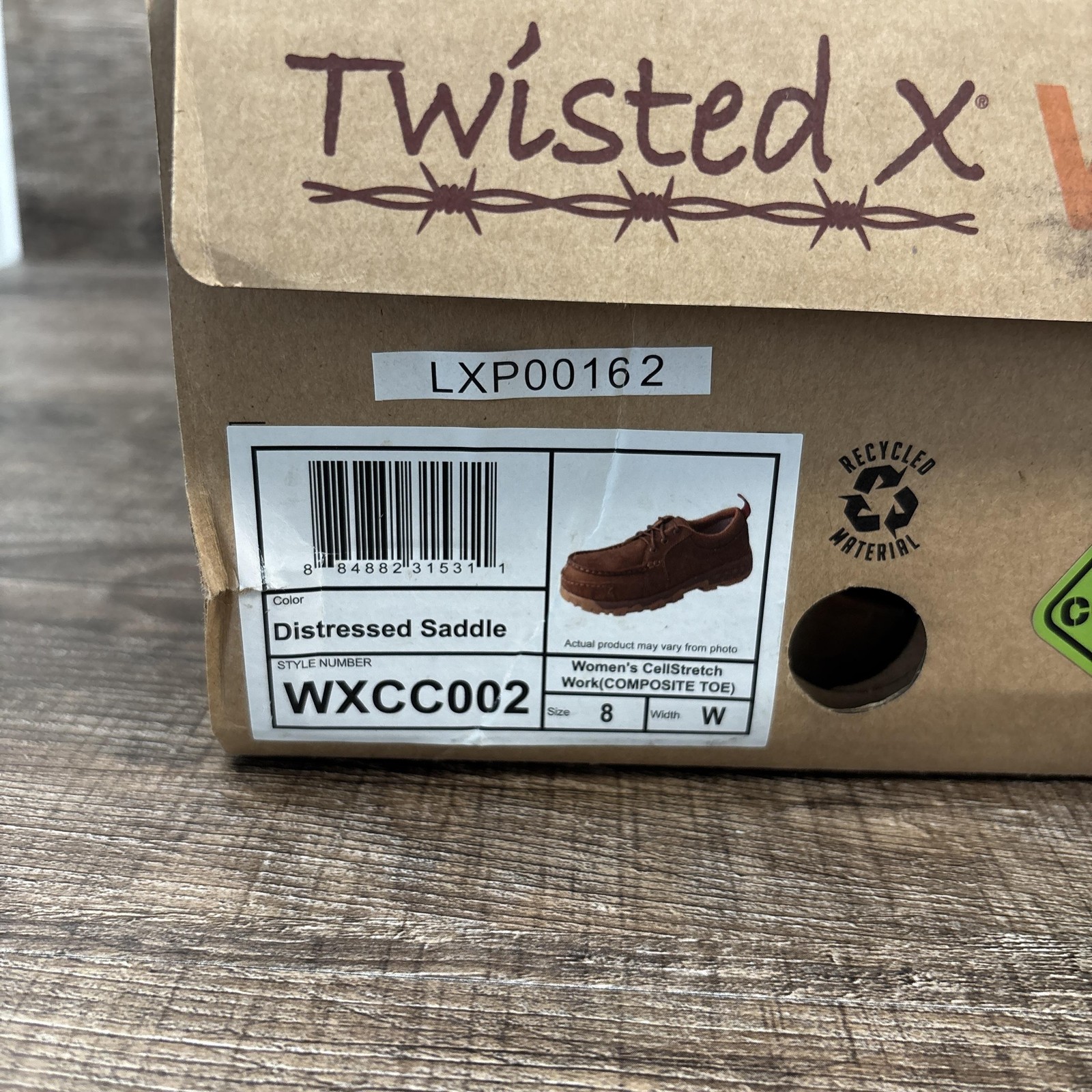 Twisted X Shoes Women’s 8W Brown Leather Composite Toe Distressed Saddle Work