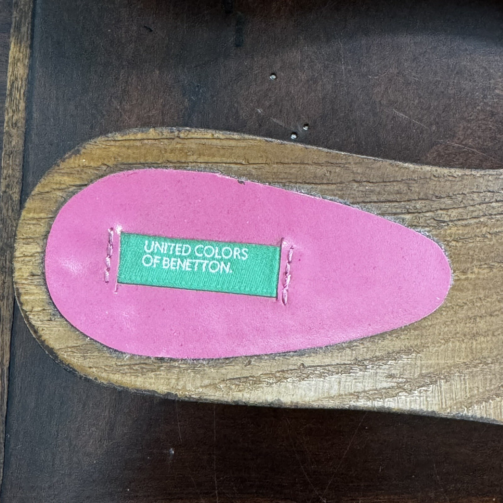 Y2K Leather Chunky Slip On Wood Clogs Slides Size 39 / 40 US 8.5/9