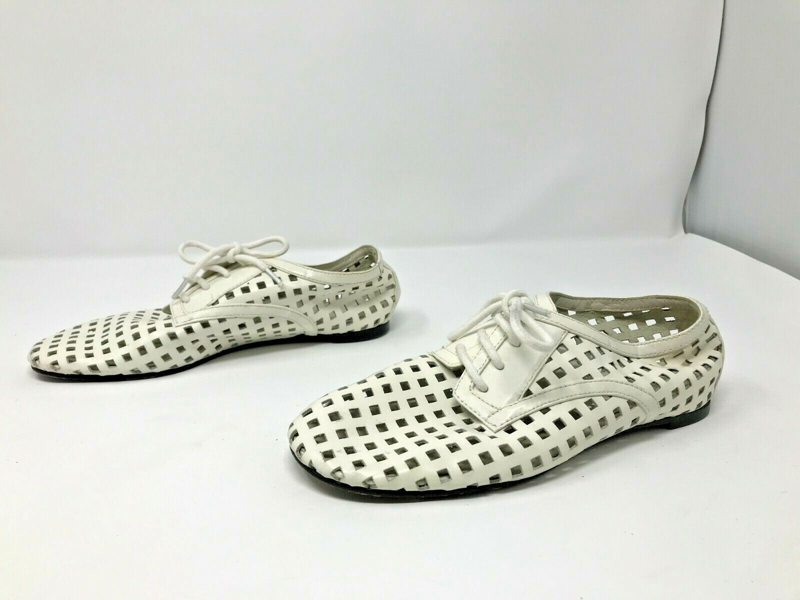 JIL SANDER Navy Womens Laser Cut Leather Lace Up Oxford Derby Shoes SZ 35 5 lux
