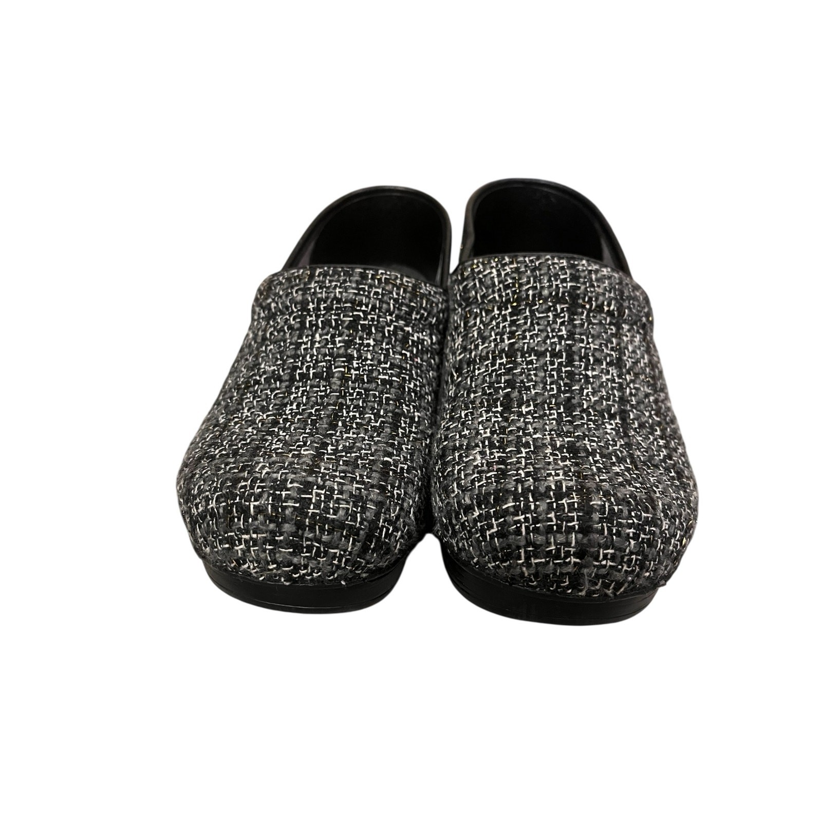 DANSKO Black/White/Gray Textured Fabric Clogs Shoes Women’s 40 Vegan