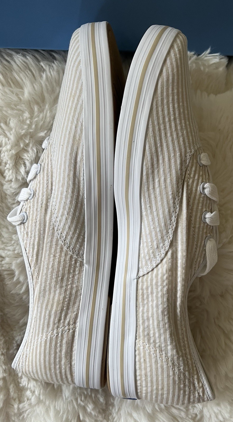 Vintage Keds Seersucker Sneakers Womens Size 10M NOS NIB Y2K Stripe