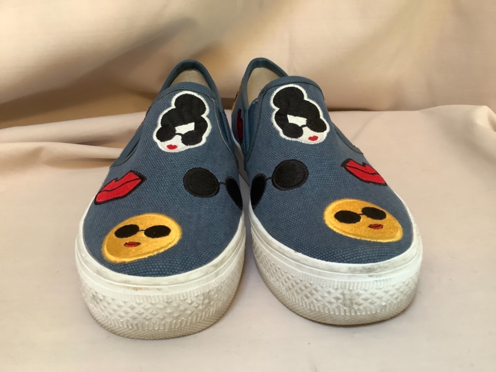 ALICE OLIVIA EMOJI STACE FACE JEAN SNEAKERS PLATFORM 8.5