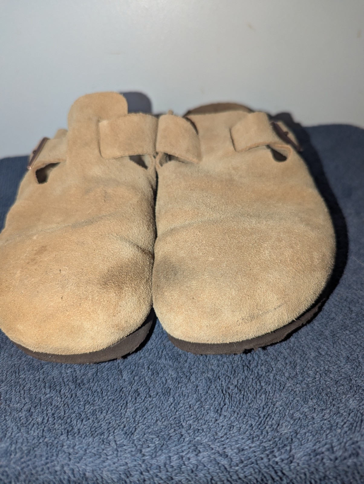Birkenstock Boston Clogs Womens Size EU 41 US 10 Latte Cream Suede Narrow
