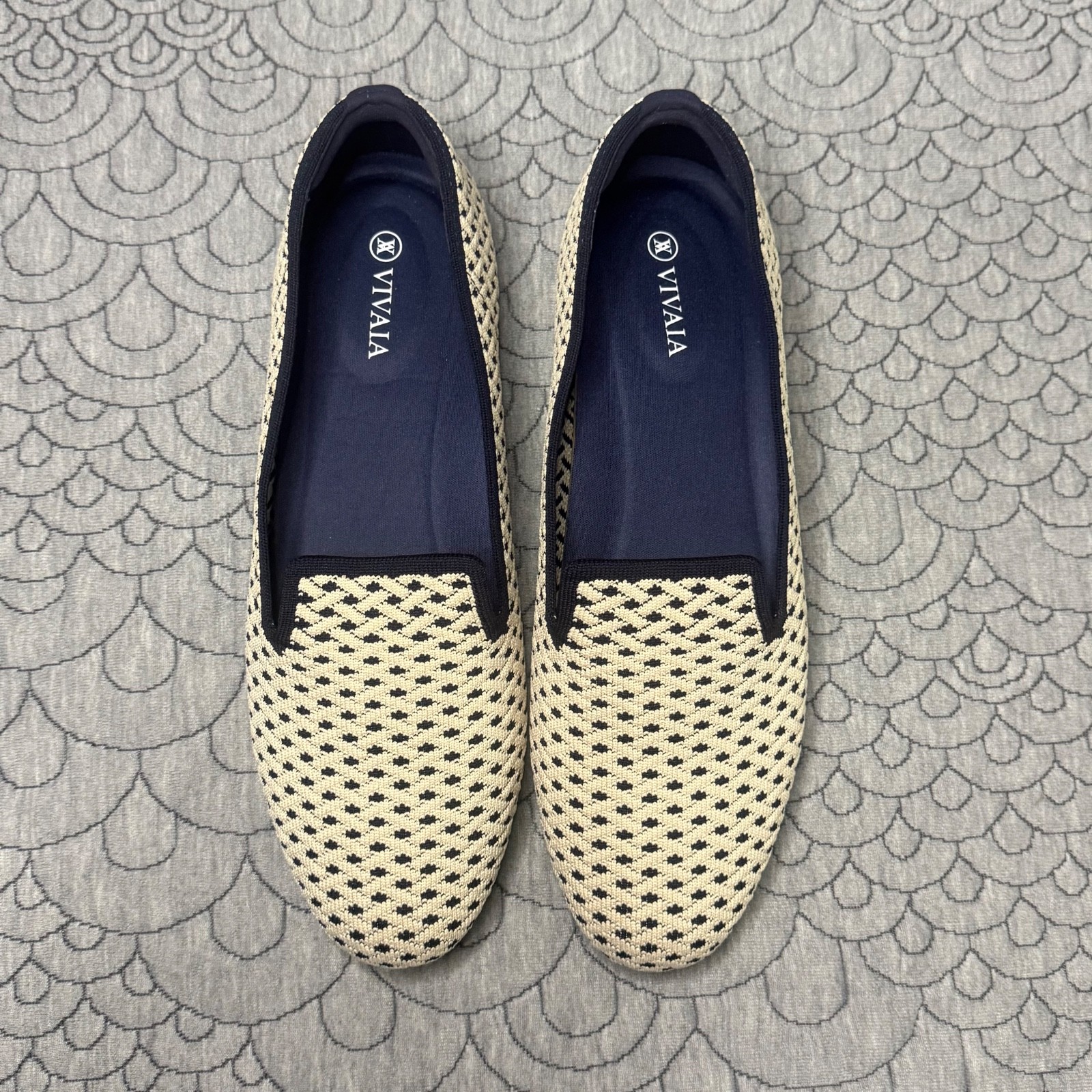 Vivaia Audrey Round-Toe Woven Knit Geometric Pattern Loafer Womens Size 9-9.5