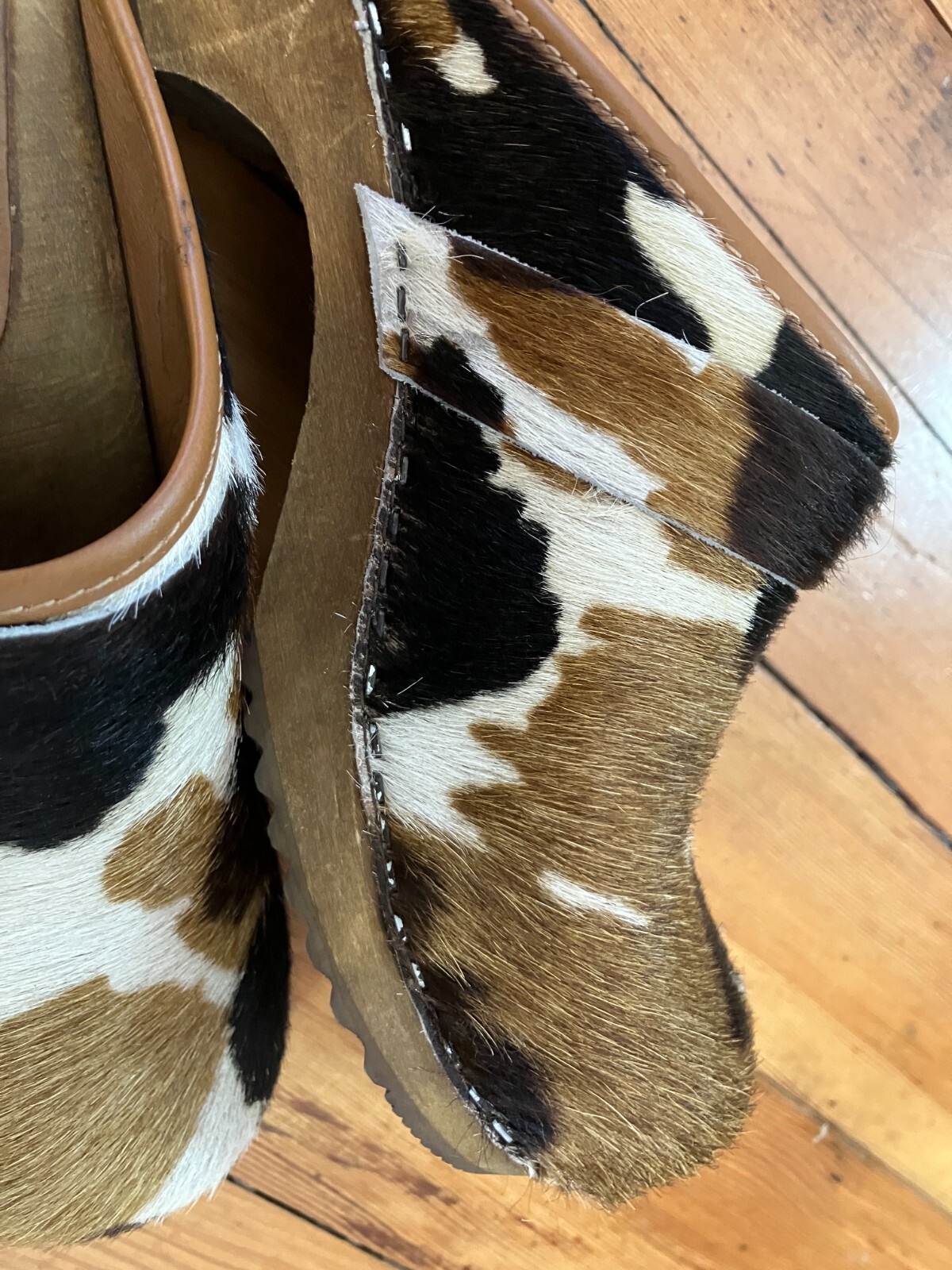 Sanita Pony Hair Camo Swedish Clog Mules 37