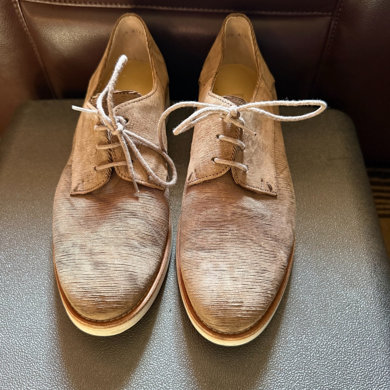 Paul Green Leather Oxford Shoes Womens 6.5 Taupe Textured Derby Casual