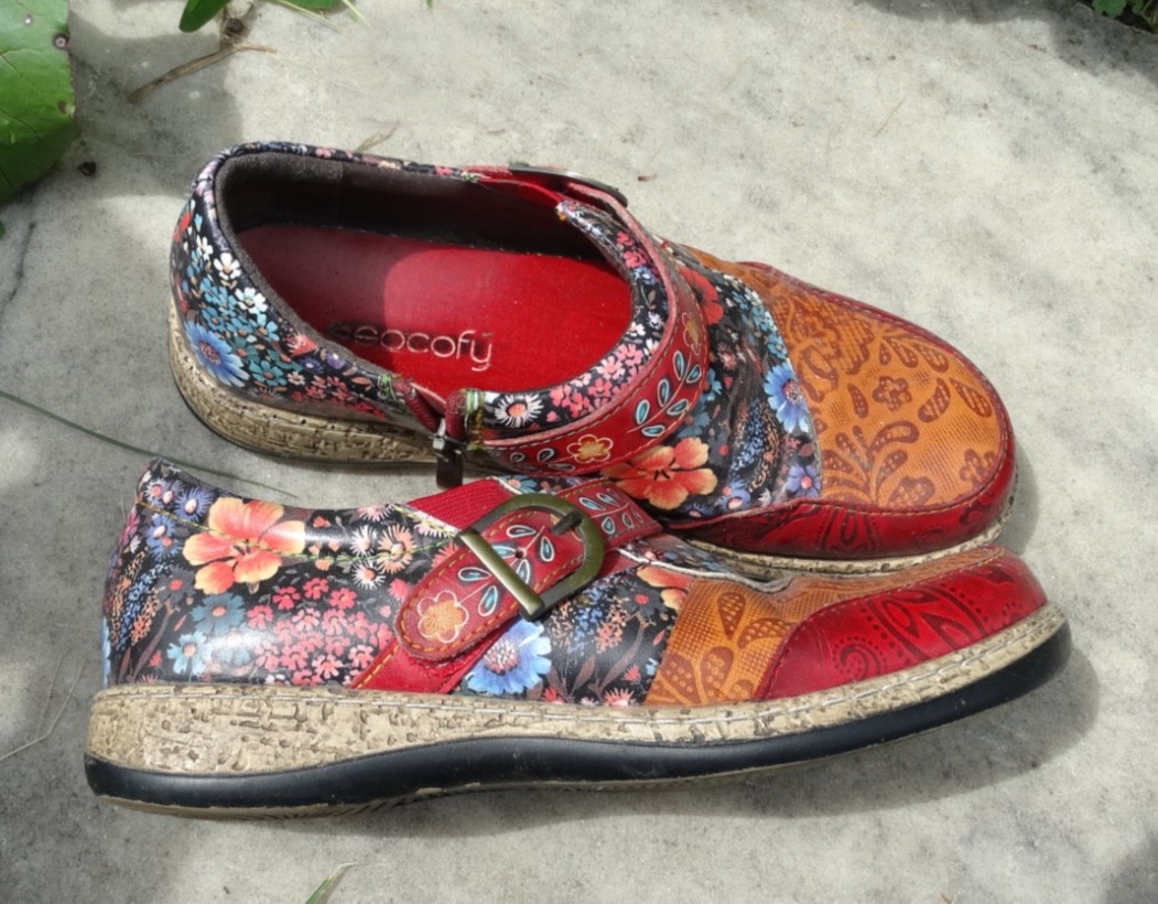 Socofy Women’s Shoe Artsy US 6.5 EU 37 Red & multi Slip on comfy