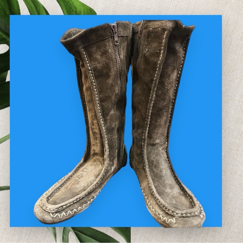New Gola Suede Mid- Calf Boots , Side Zip, Black or Brown in Multiple Sizes