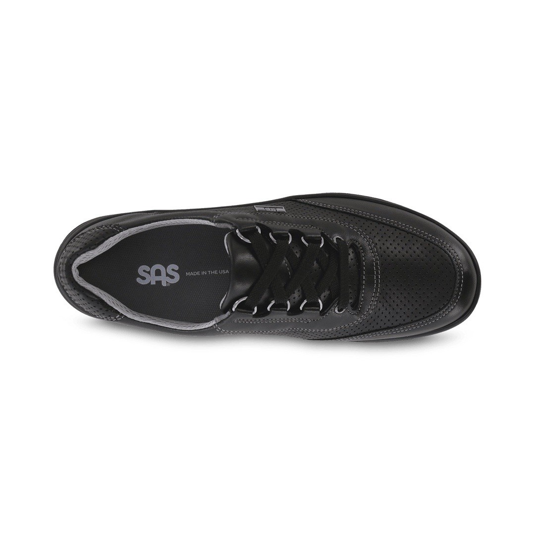 SAS Sporty Lux Black Leather Perforated Lace-Up Casual Comfort Sneakers 10.5 W