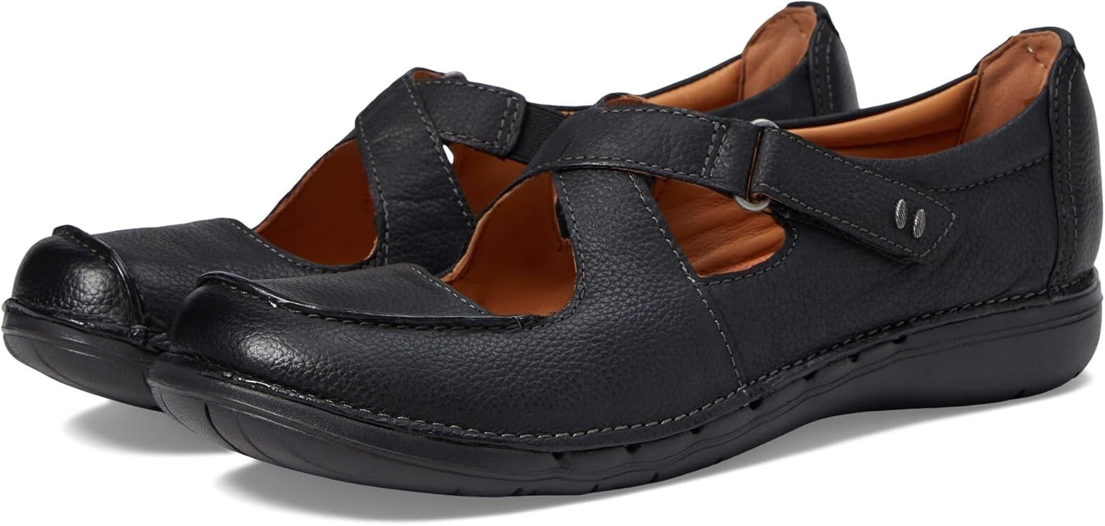 Clarks Womens Un Loop Strap Mary Jane Black Leather 26174970