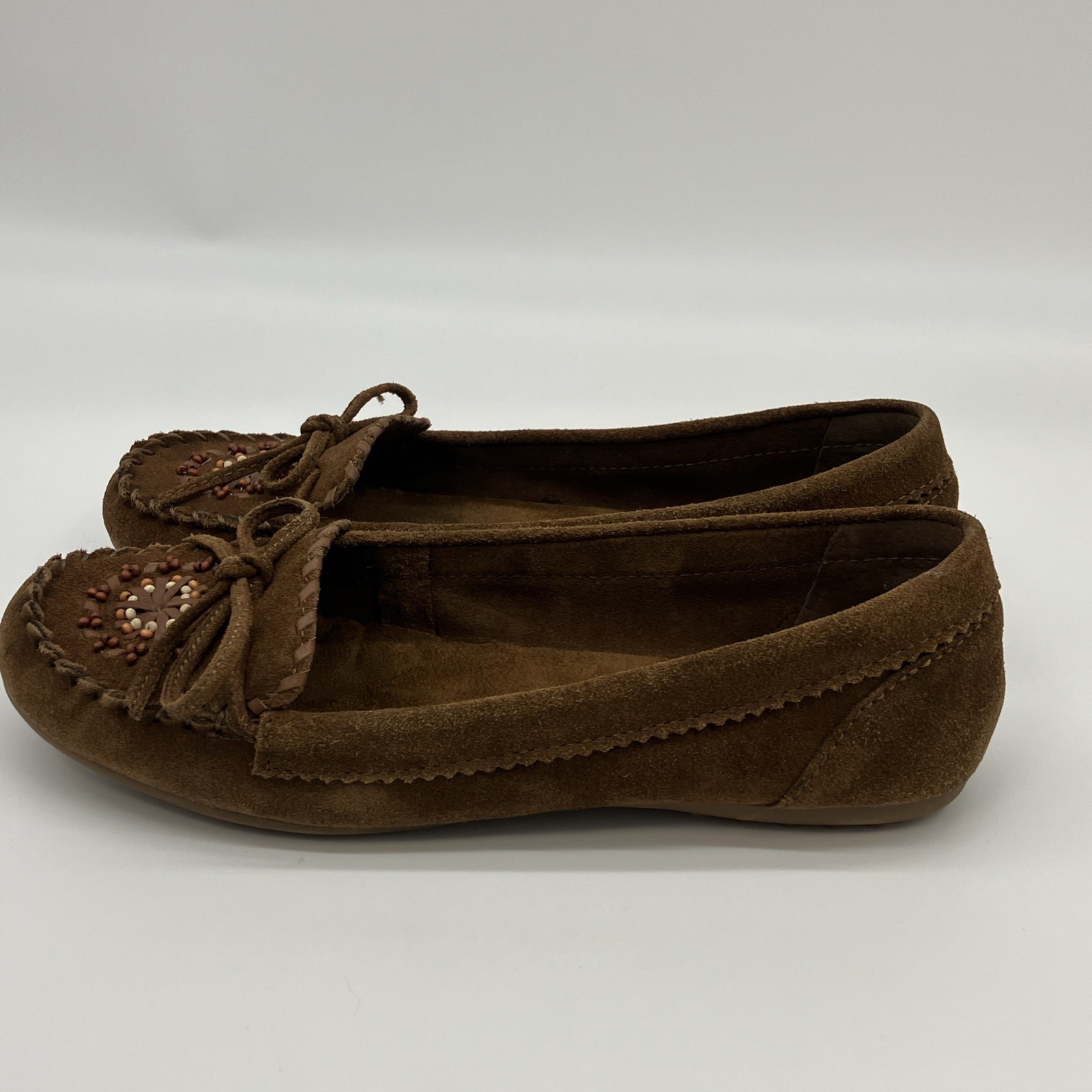 Minnetonka Moccasins Womens Flats Brown Suede 7 Shoes Boho Hippie Western