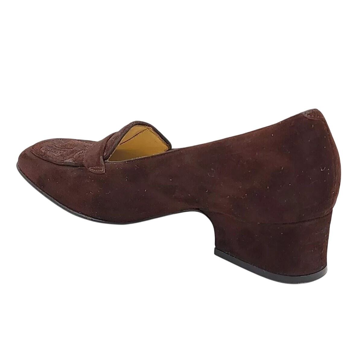 Bally Women Talens-U Block Heel Slip On Penny Loafers Size US 5.5M Brown Suede