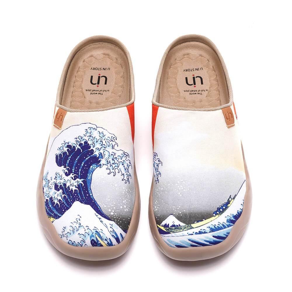 Women Size 5-12 UIN Slip On Shoes Canvas Comfortable “Great Wave off kanagawa”