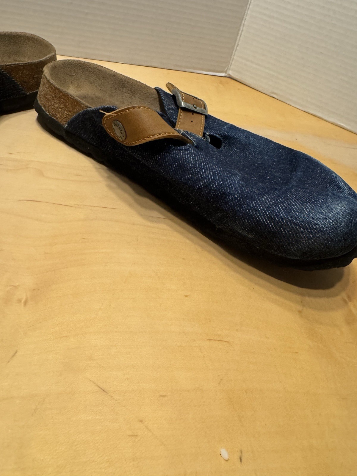 Birkenstock Betula Wm’s Blue Canvas Comfort Clogs Cork Footbed BuckleEU 39 US 8