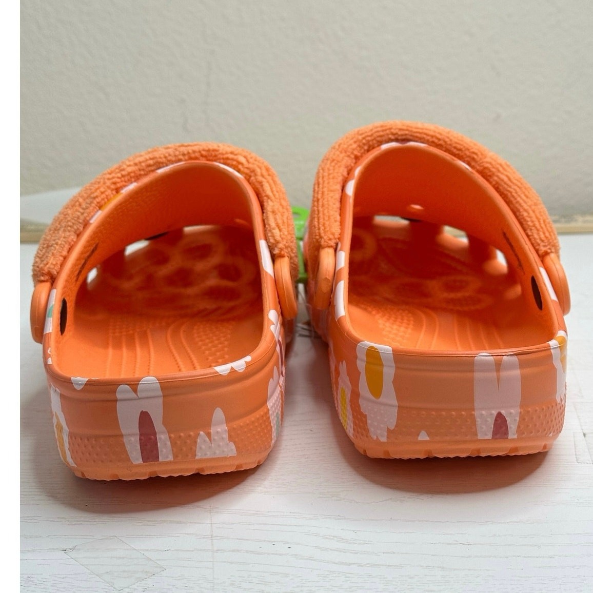 Crocs Zen Garden Sensory Classic Terry Cloth Clogs Orange M 12 W 14 NWT