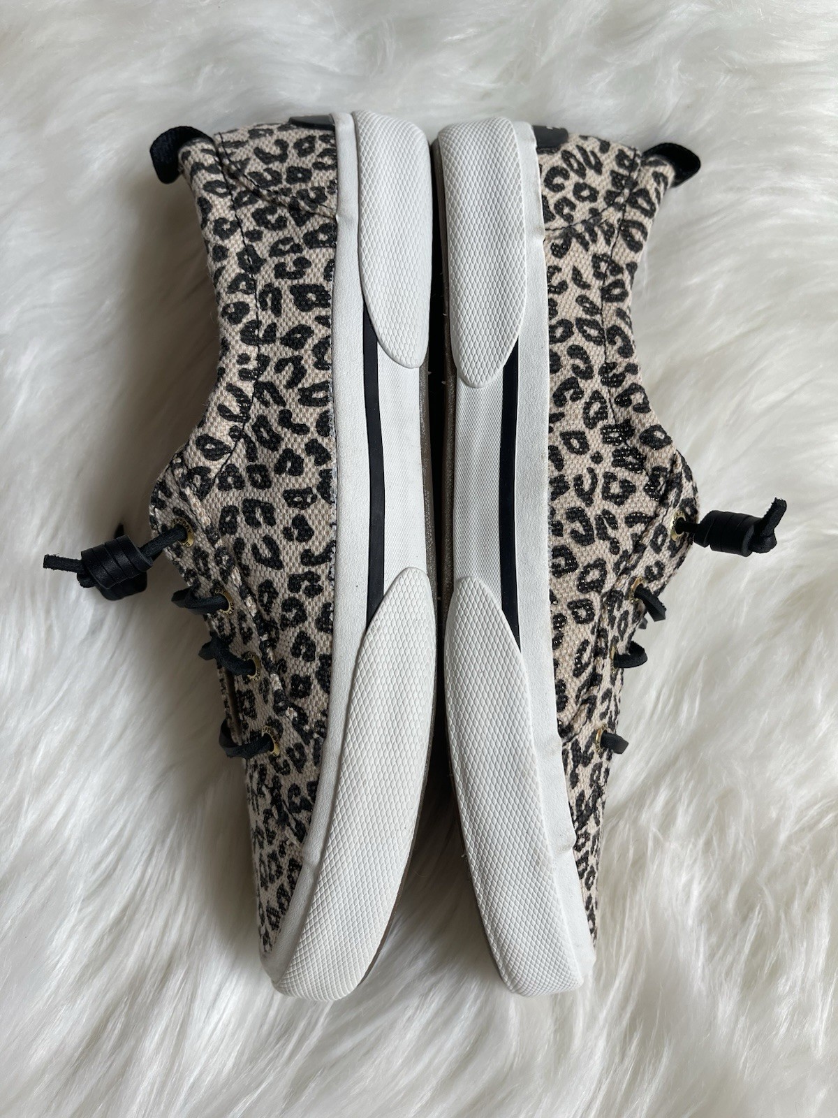 Sperry Pier Wave Lace to Toe Leopard Print Sneakers Women’s Size 9 Memory Foam
