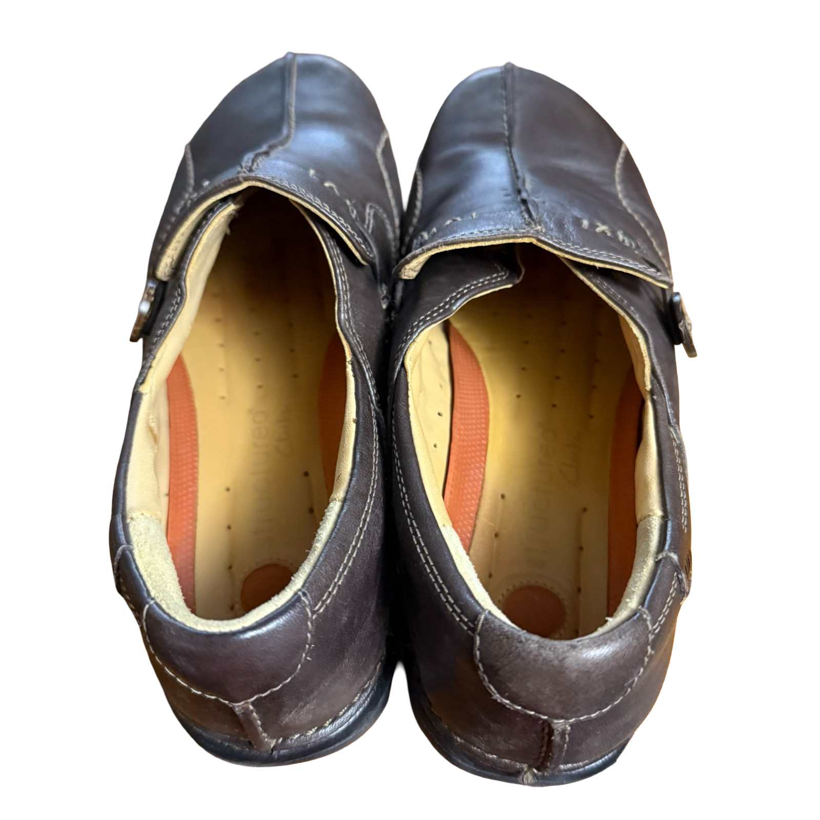 Clarks Un Loop Unstructured Dark Brown Leather Loafers Slip On Comfort Shoes 8 W