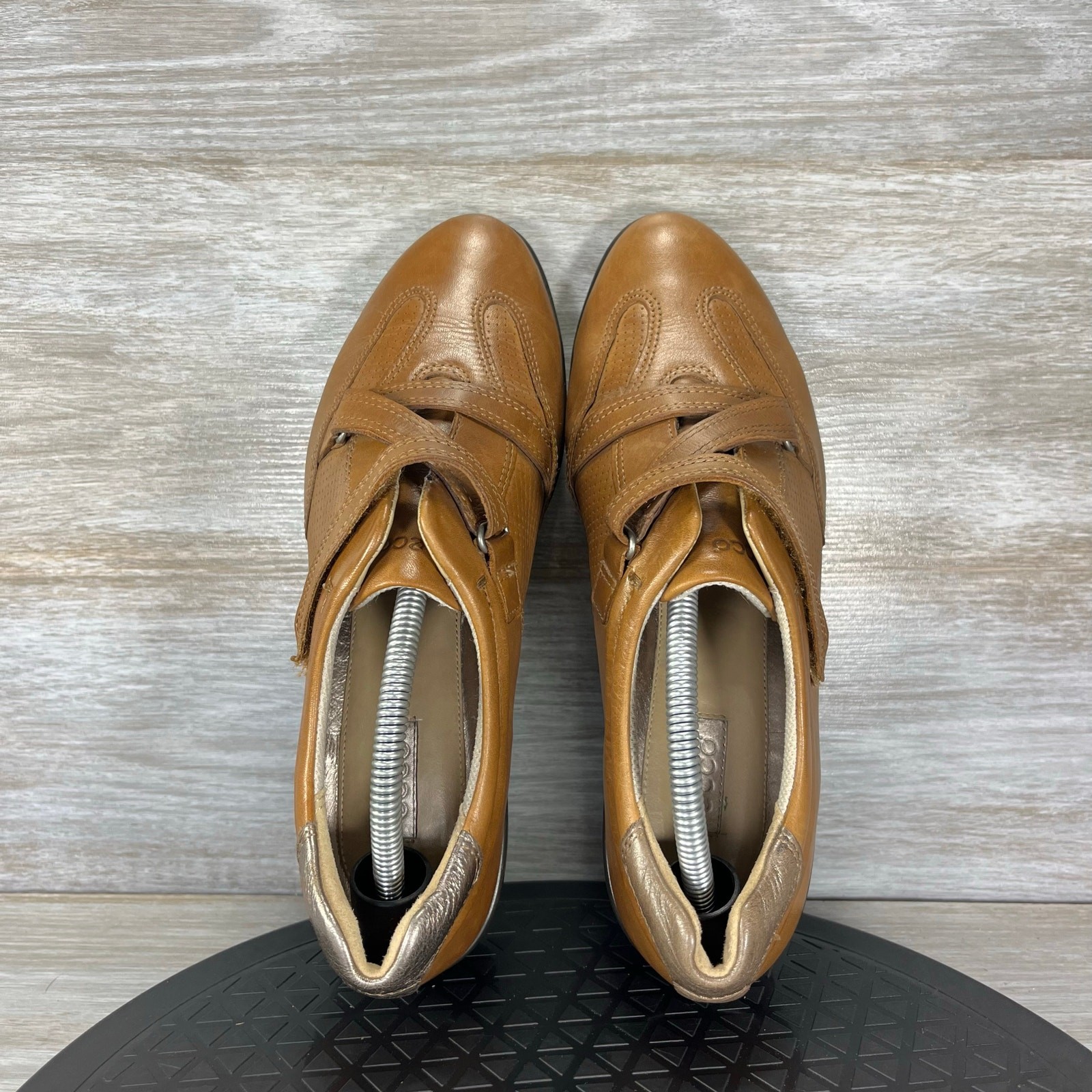 Ecco Women’s Brown Leather Hook & Loop Slip On Sneakers Size EU 38 US 7.5