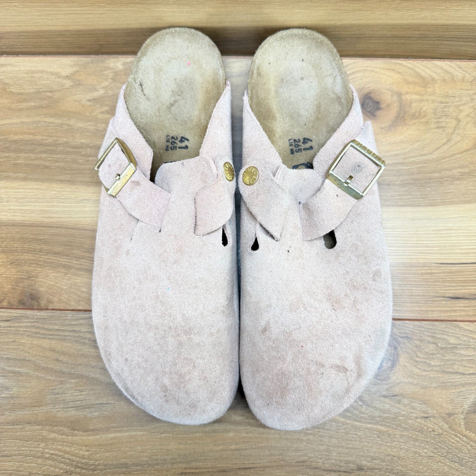 Birkenstock Boston Clog Light Pink 10 N EU 41 Suede Slip Minimalist Old Money