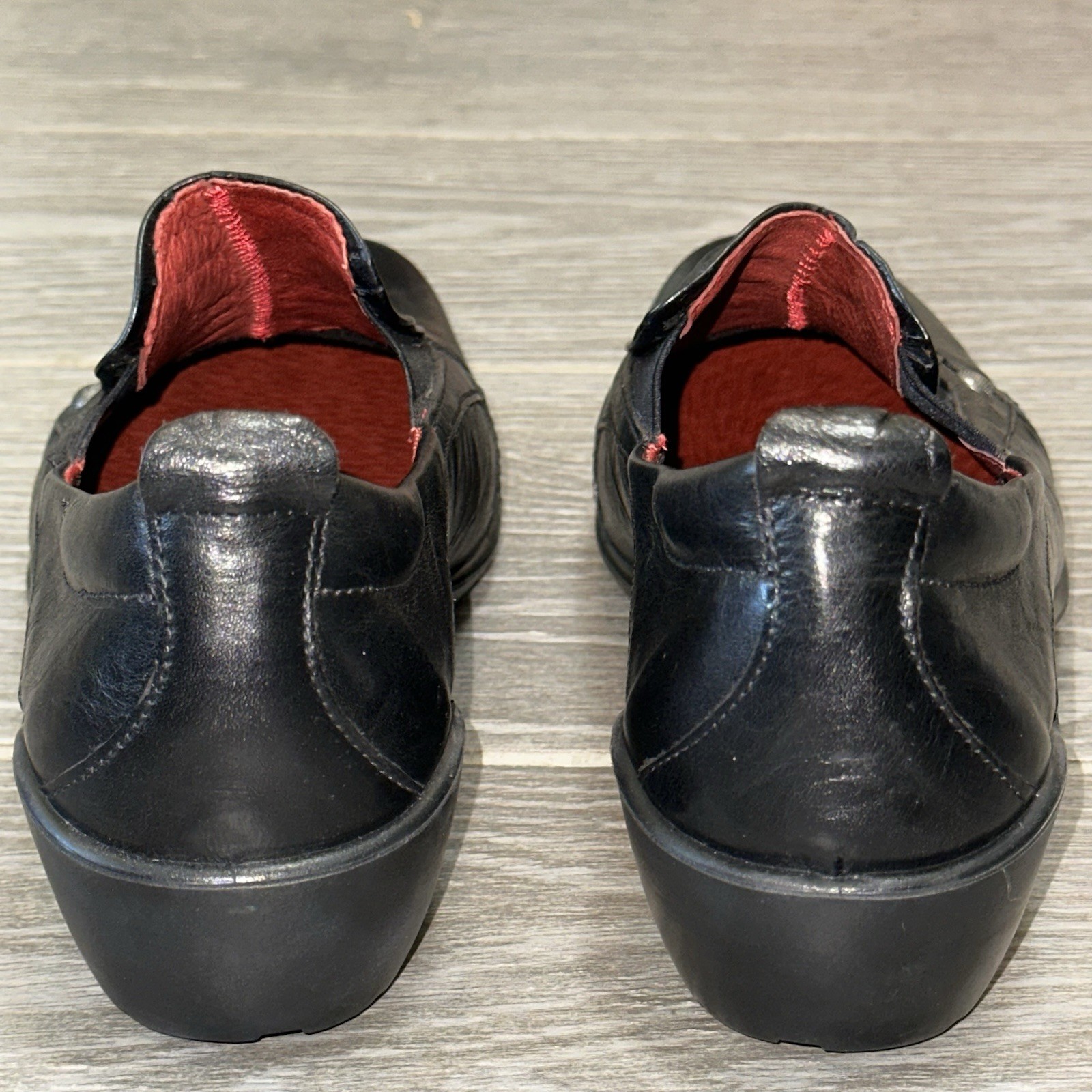Romika Cassie Wrinkled Black Slip-On Leather Shoes Comfort Low Heel Women’s 40