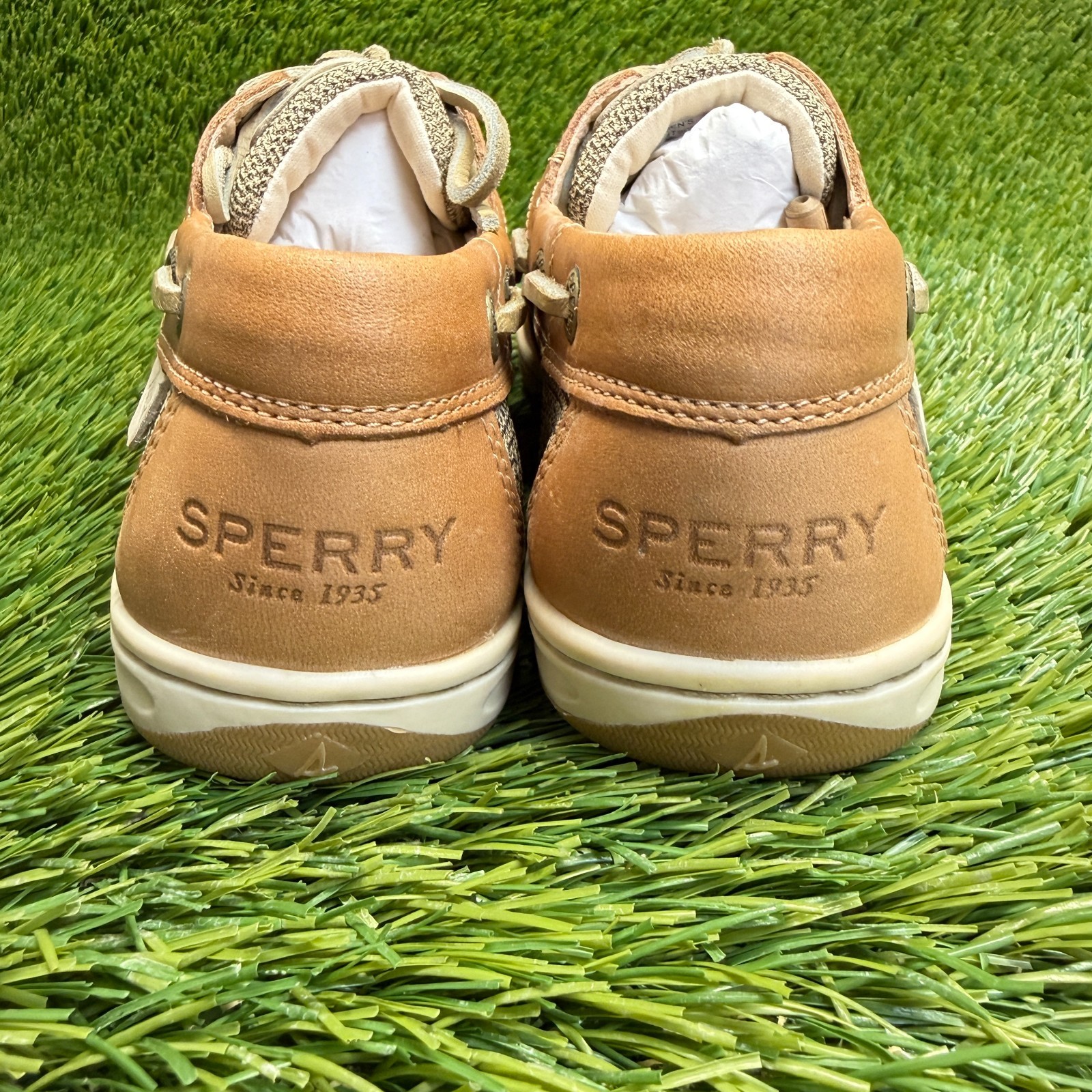 Sperry Koifish Womens Size 5.5 Brown Beige Outdoor Leather Slip On Boat Shoes