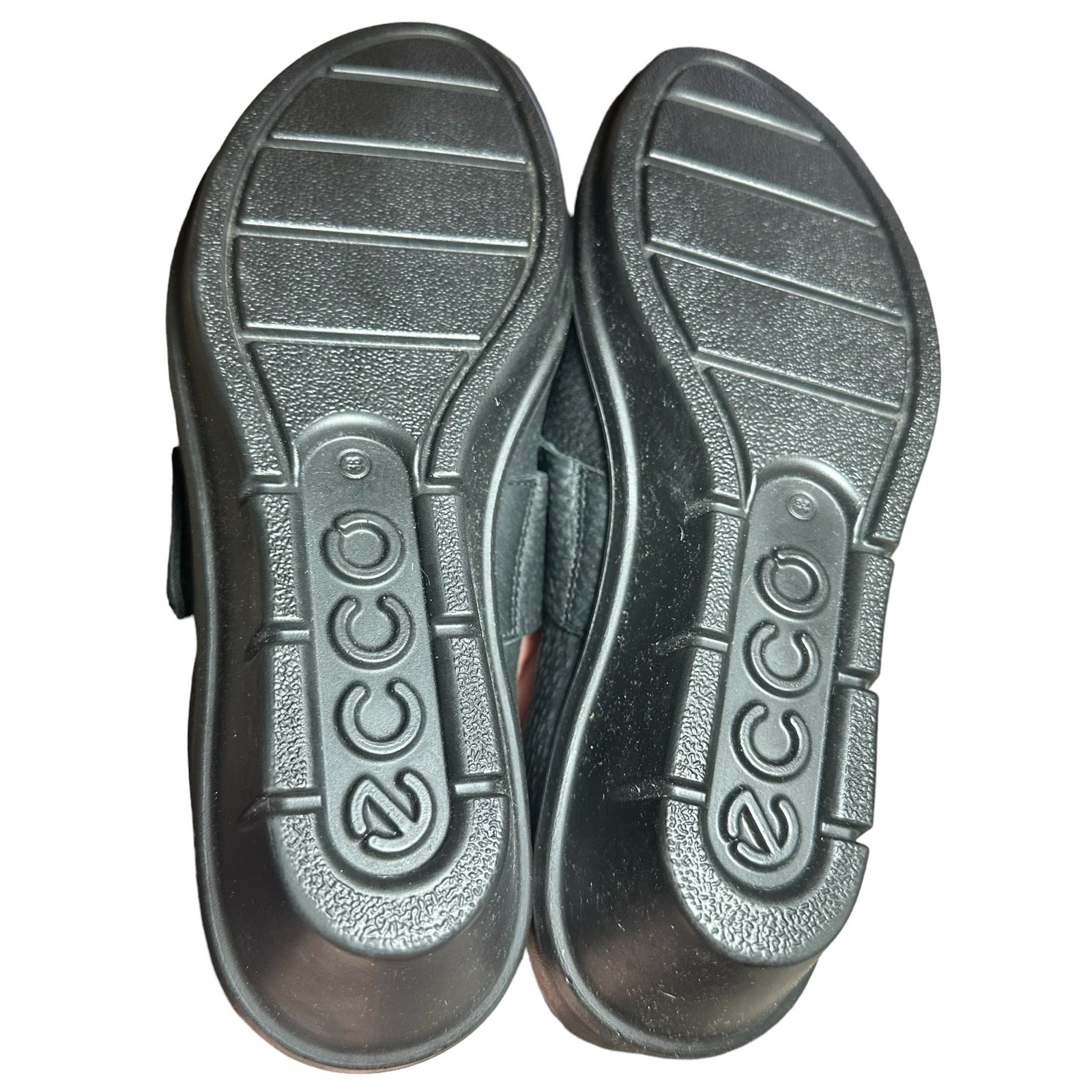 Ecco Skyler Mary Jane Black Leather Wedges Size 38 US 7 comfort hook and loop