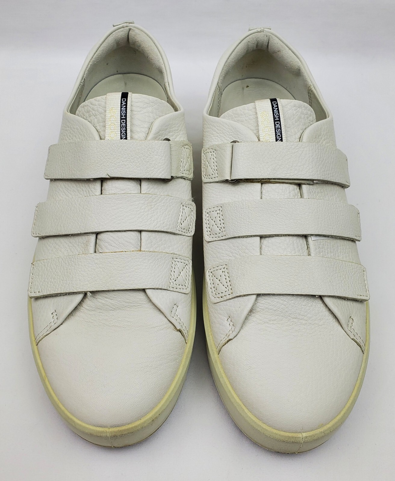 ECCO White Leather 3 Straps Rubber Shoes/Sneakers Women’s Size EU 41/US 9.5