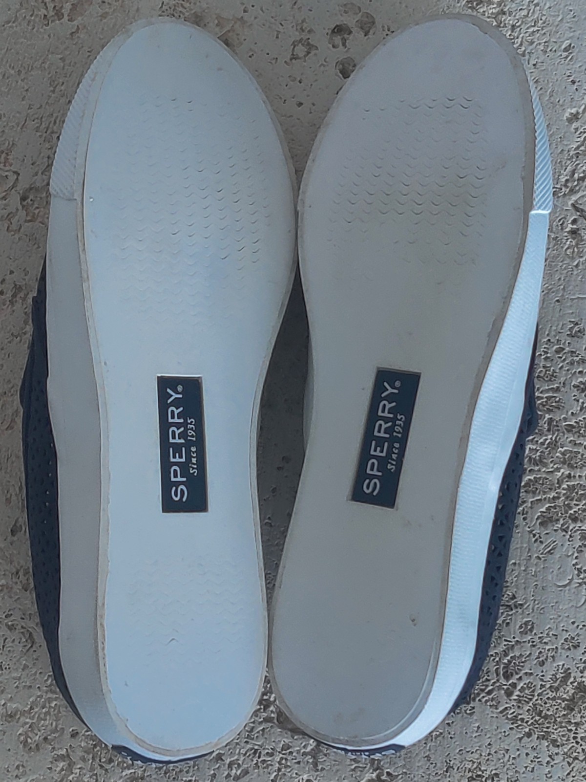Sperry Top Sider Sz 7 M Perforated Suede Boat Shoes Sneakers Slip On NAVY BLUE