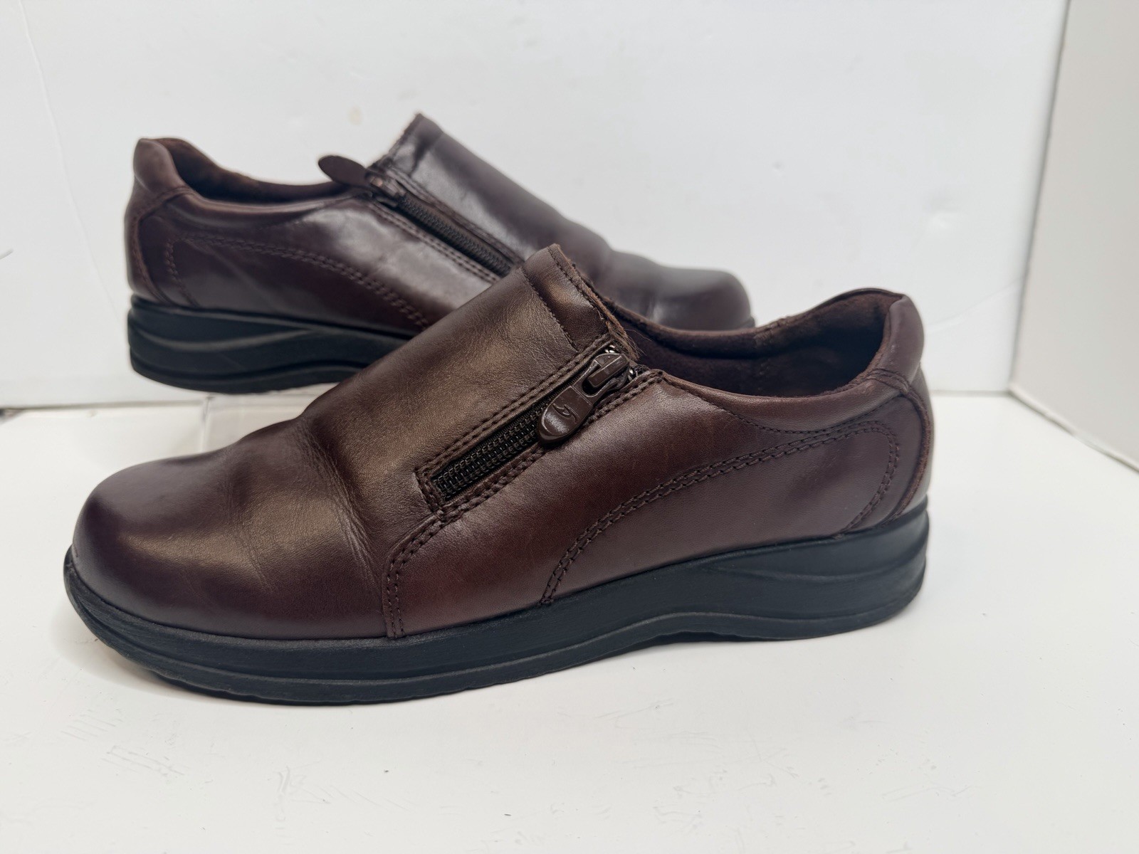 Dr Scholls Walking Shoes Women’s 8.5W Brown Leather Side Zip Comfort