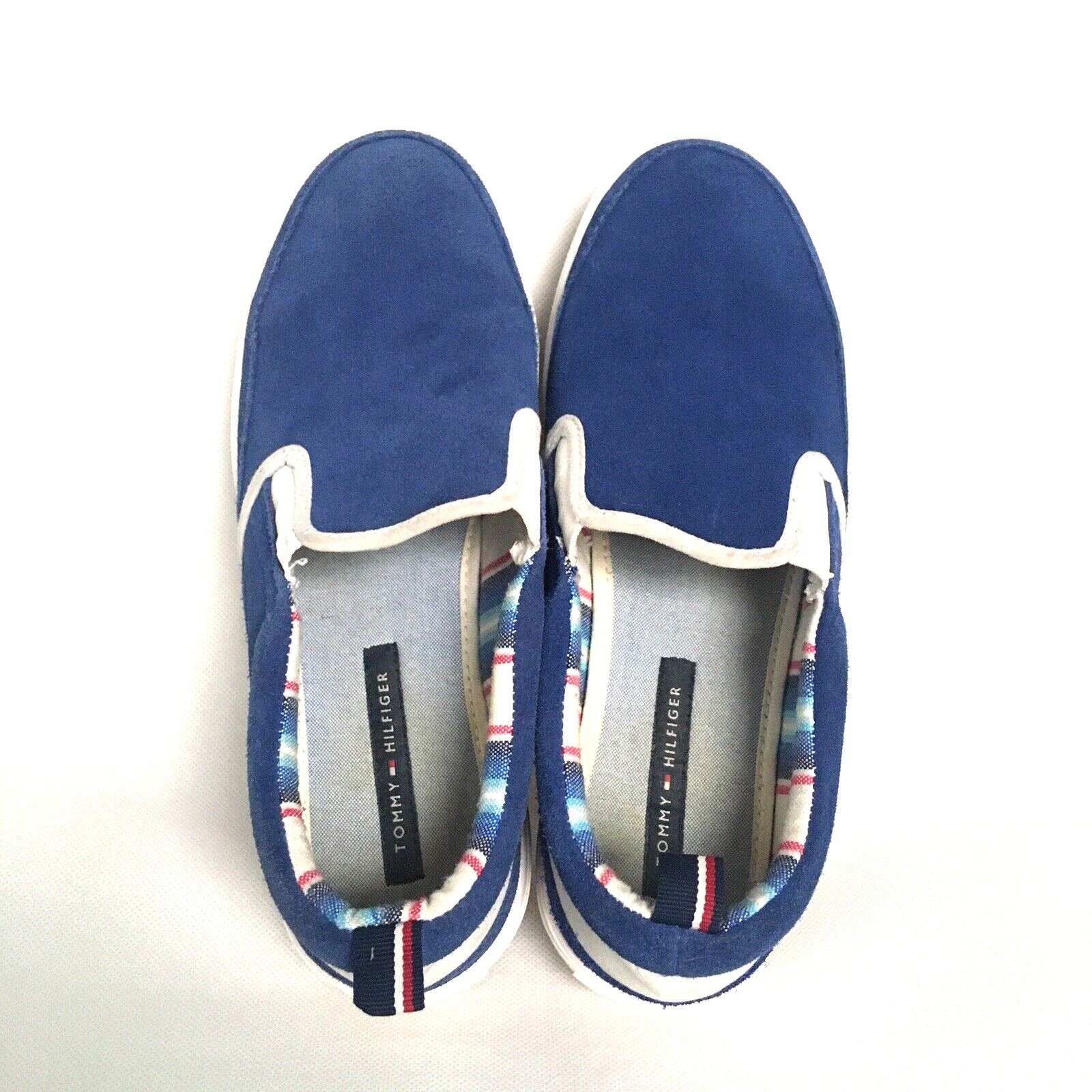 Tommy Hilfiger Shoes Womens Size 8 Blue Suede Casual Sneakers Slip On Comfort