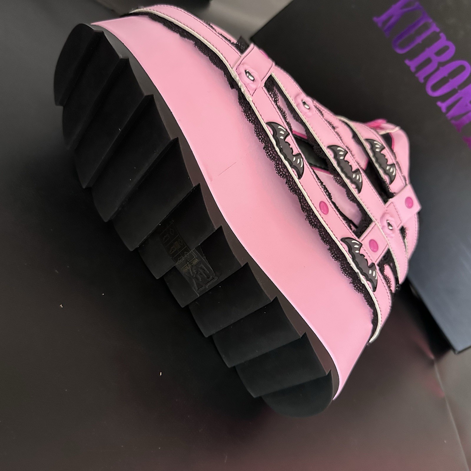 YRU x Kuromi Qozmo Bndg Platform Sneakers Pink Black Women’s Size 9 NWB