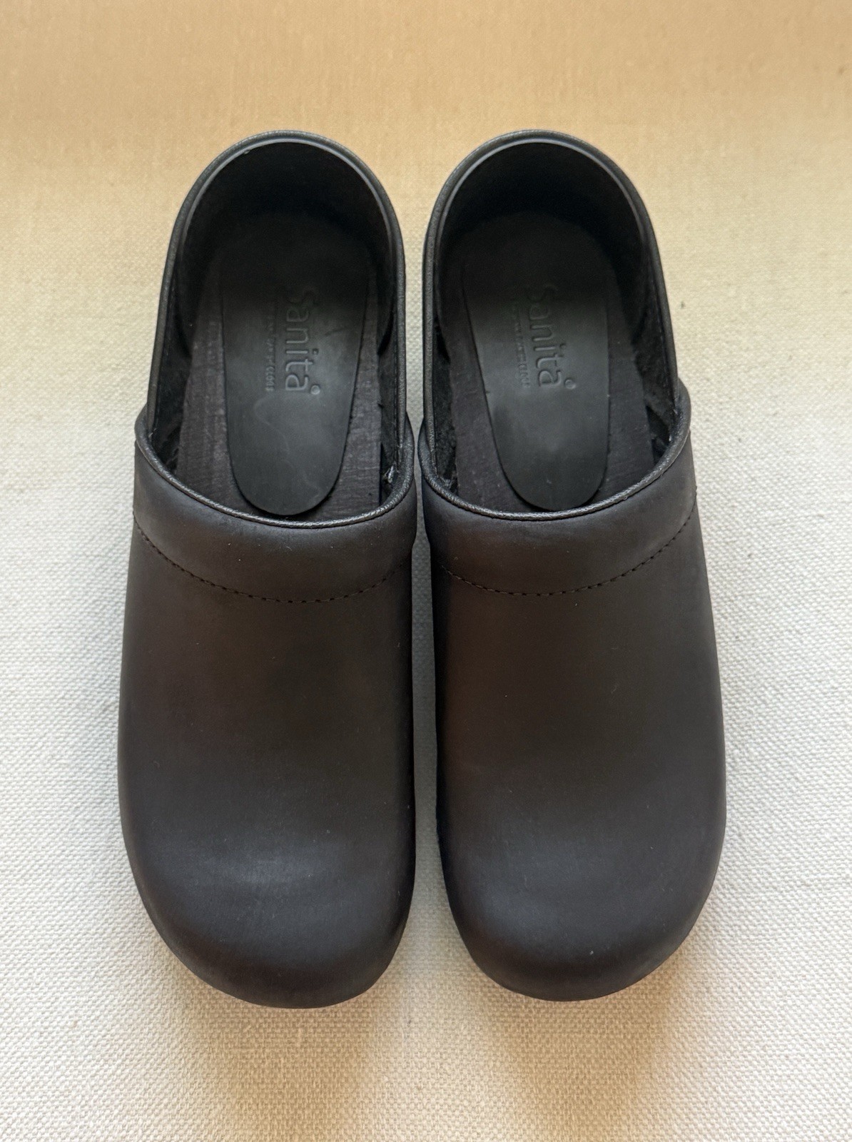 NEW Sanita Oiled Black Leather Original Professional Clogs Women’s 39 US 8-8.5