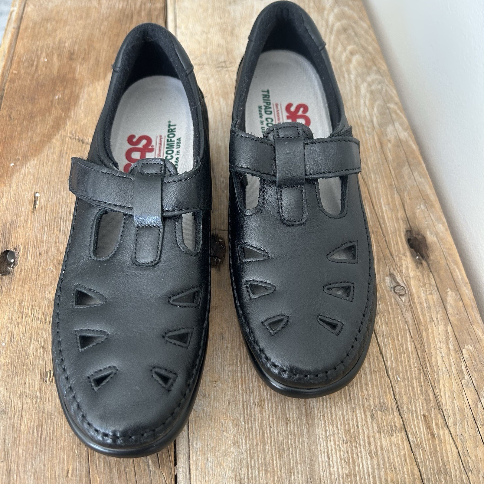 SAS Tripad Comfort Roamer Shoe Women’s 6 S Black Leather T-Strap Loafer MSRP 198