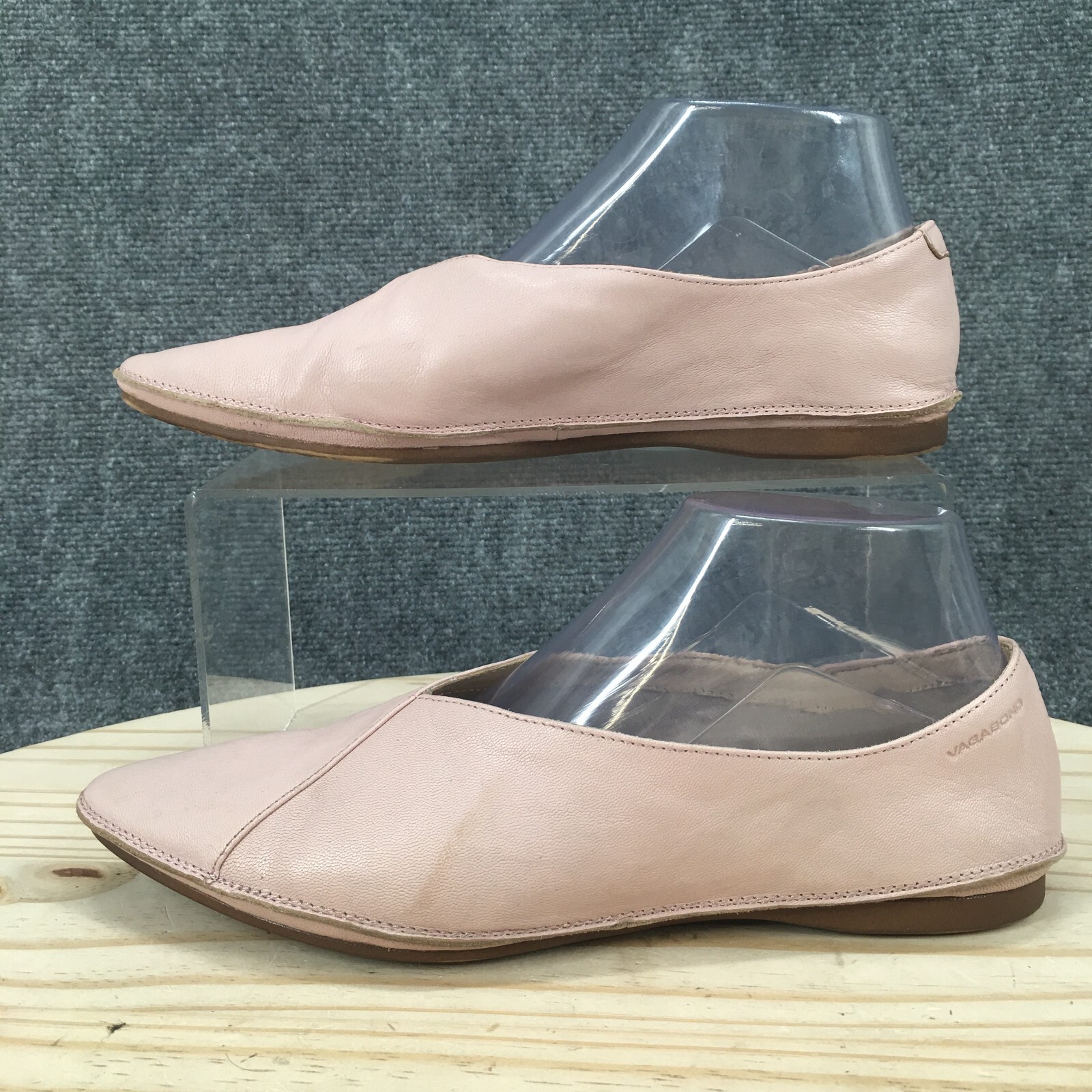 Vagabond Shoemakers Shoes Womens 38 Almond Toe Flats Casual Pink Leather Slip On