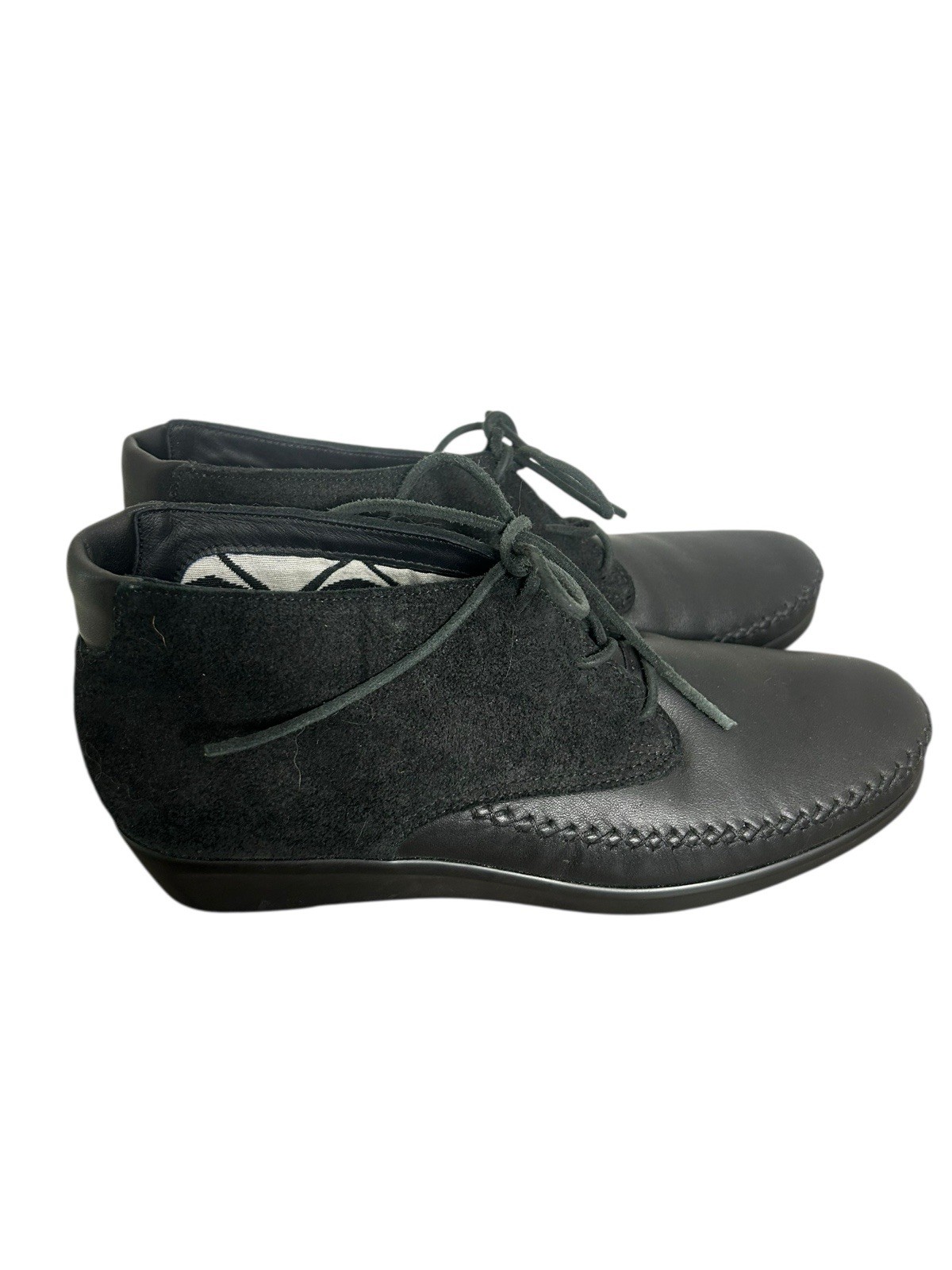 SAS Kich Women Lace Up Suede Leather Comfort Ankle Boot In Licorice Black 10 N