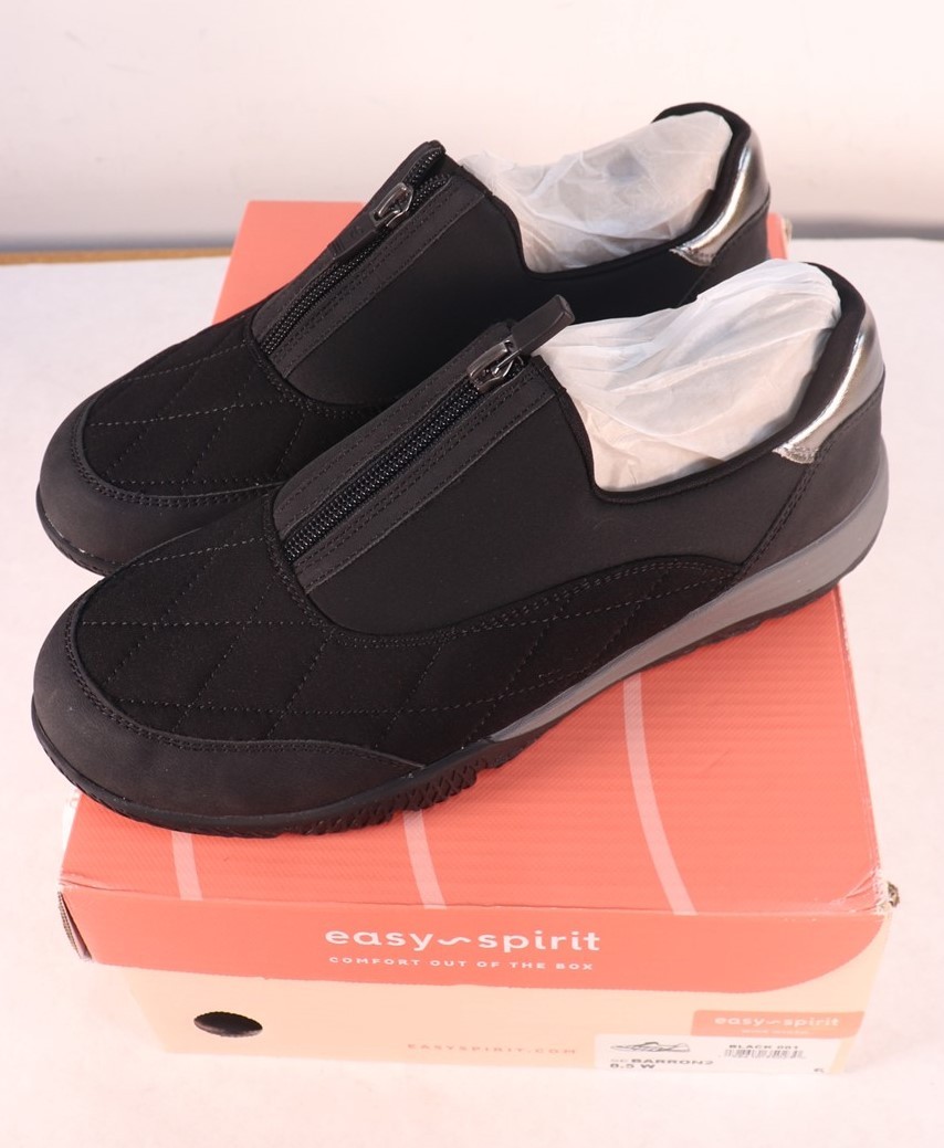 Easy Spirit Barron 2 Black Women’s Zipper Casual Sneakers Size 8.5 W New