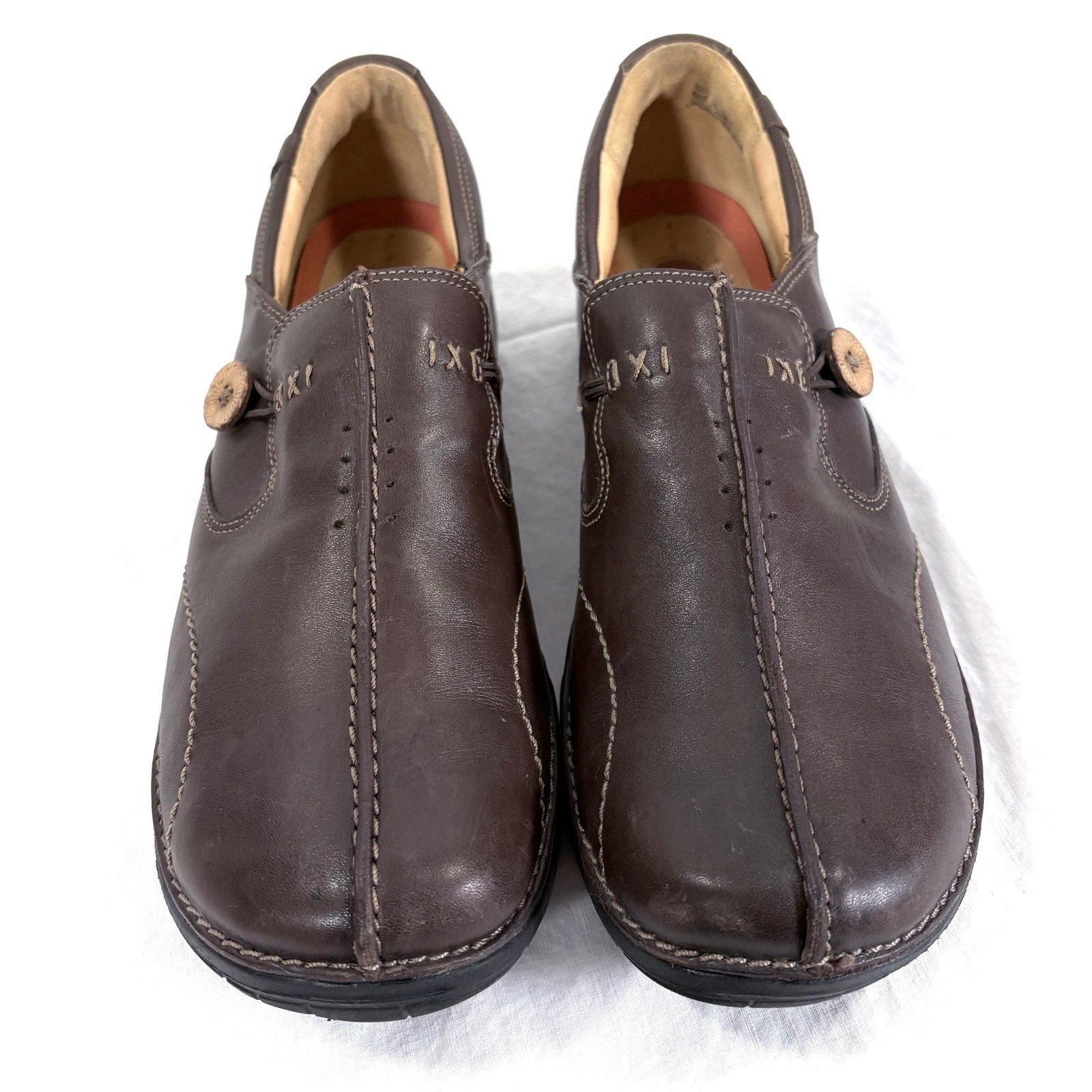 Clarks Unstructured Un Loop Loafers Dark Brown Leather Slip On Shoes Women 11
