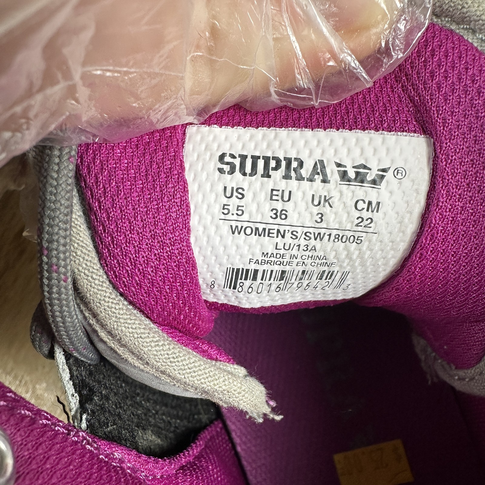 Supra Skytop Shoes Womens Size 5.5 Gray Purple High Top Skateboarding SW18005