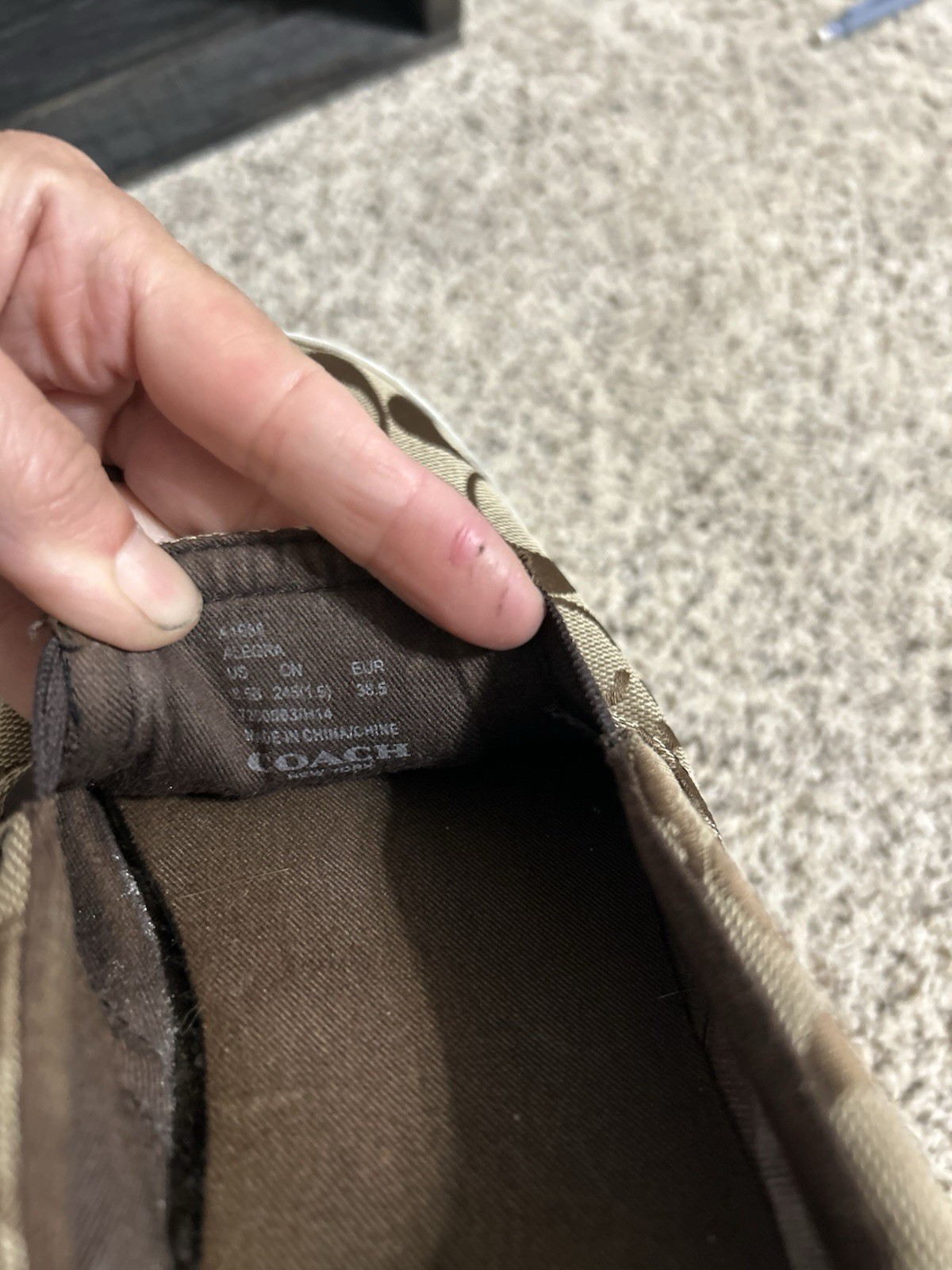 Brown Canvas Coach Allegra Slip On Sneakers W/ Signature Logo Sz 8.5B