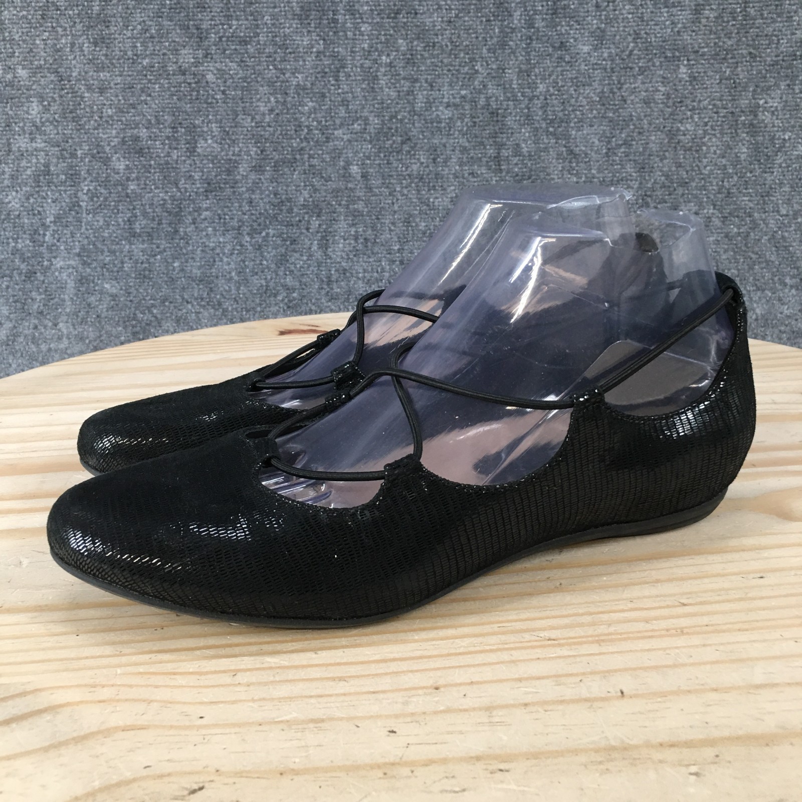 Earthies Essen Shoes Womens 9B Casual Slip On Comfort Ballet Flats Black Leather