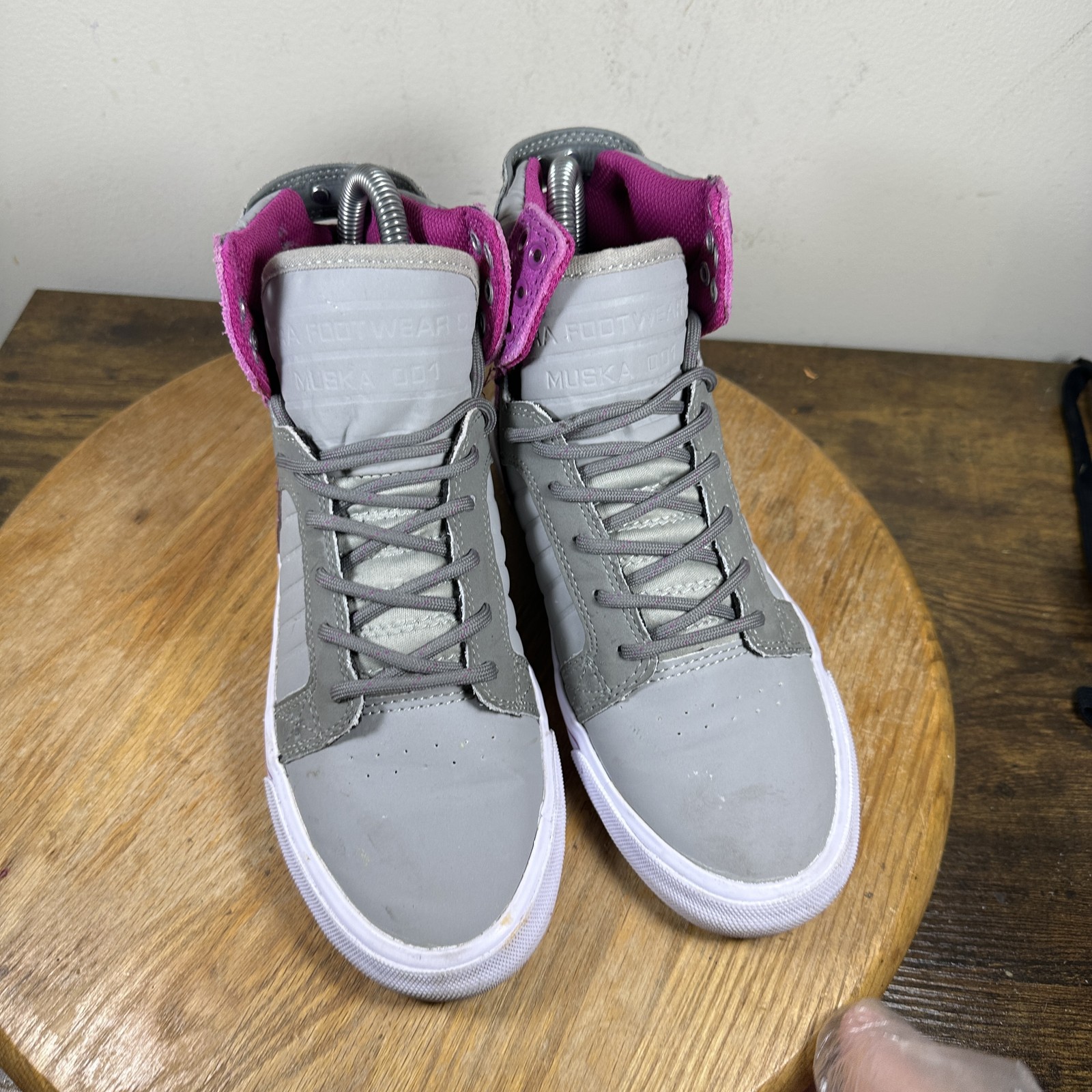 Supra Skytop Shoes Womens Size 5.5 Gray Purple High Top Skateboarding SW18005
