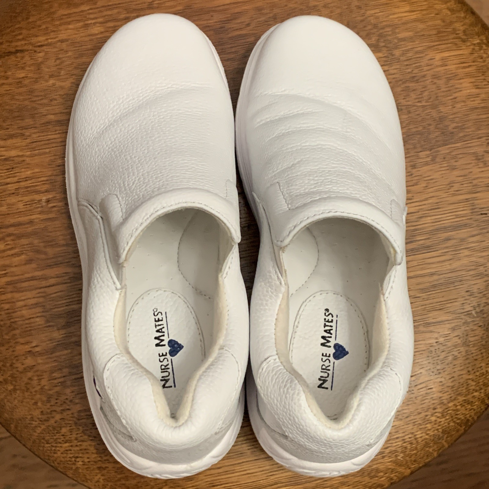 Nurse Mates Womens White Leather Slip Res. Clog Dove Comfort Shoe Size 5.5M