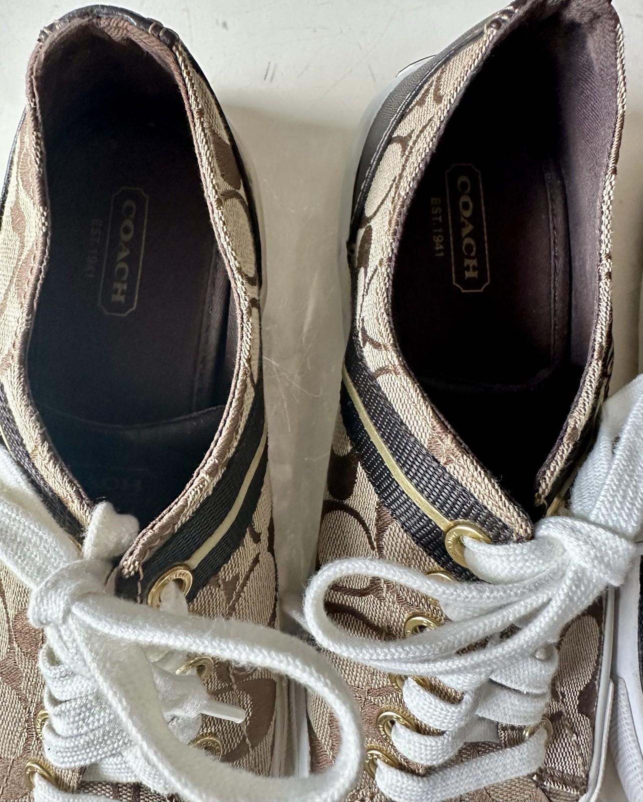 Coach Women’s Lesley Q1402 Signature Sneaker Shoe Black Brown Lot 2 – SIZE 6.5